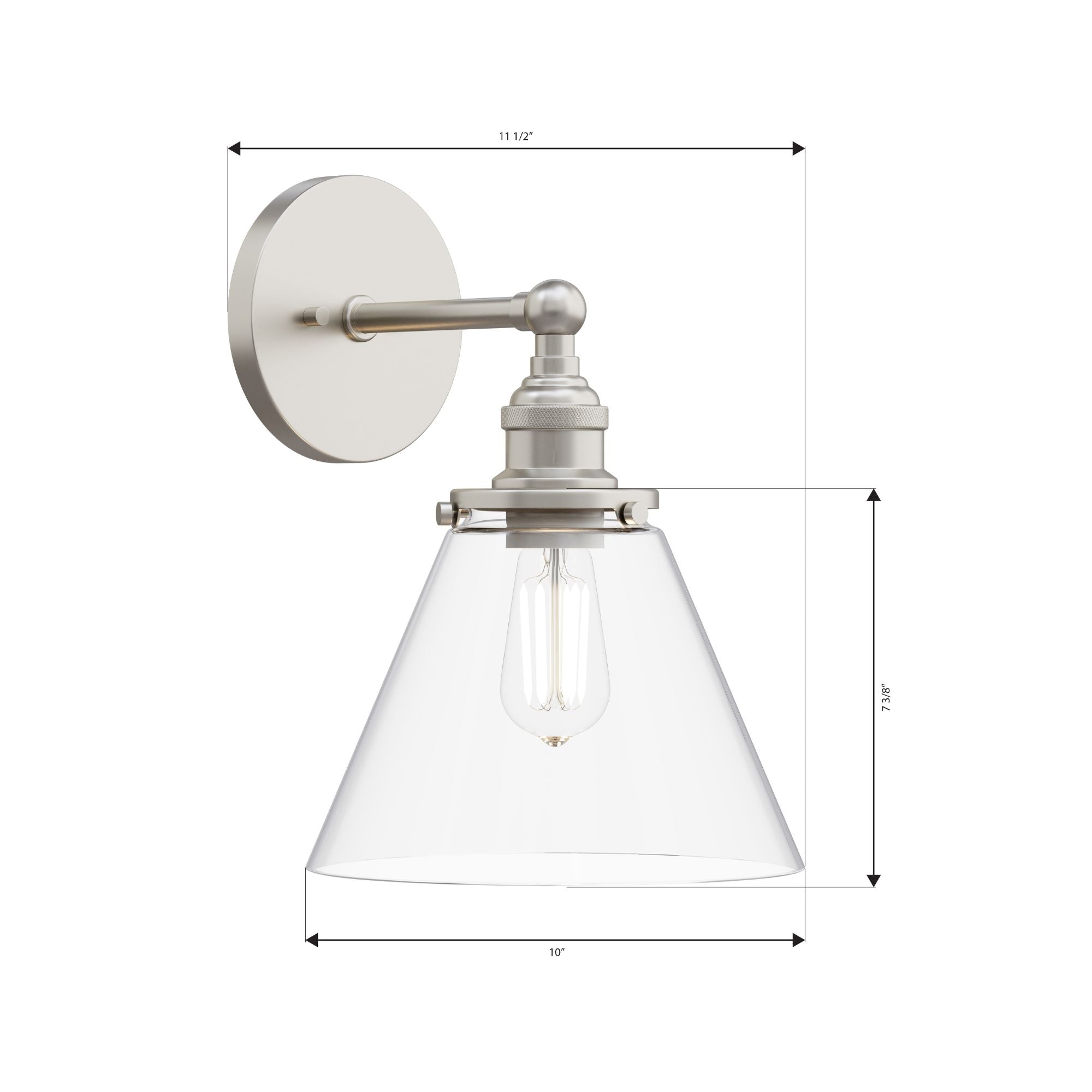 Minka-Lavery Barwell 14.25 in. Bathroom Vanity Light, Brushed Nickel with Clear Cone Glass