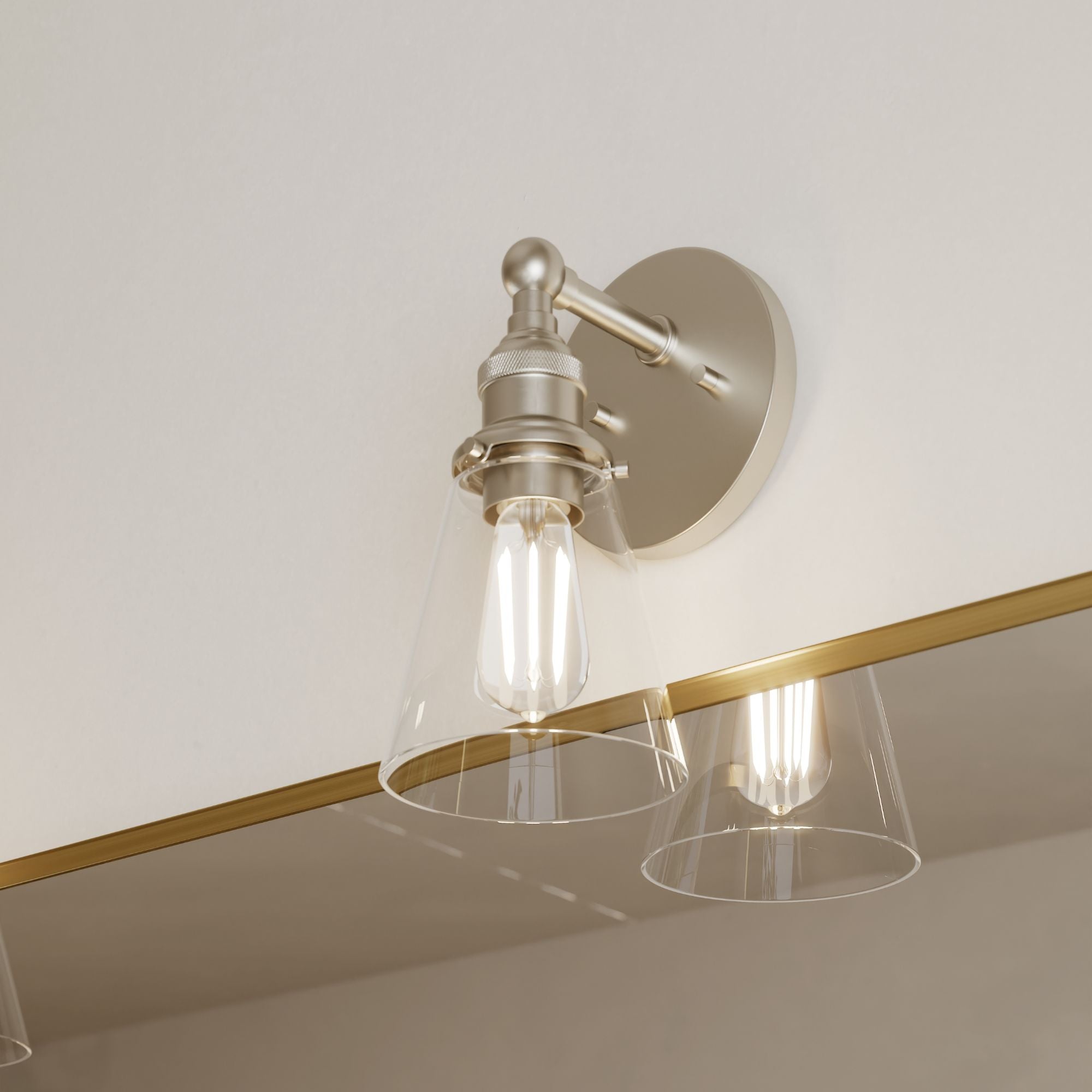 Minka-Lavery Barwell 11.75 in. Bathroom Vanity Light, Brushed Nickel with Clear Cone Glass
