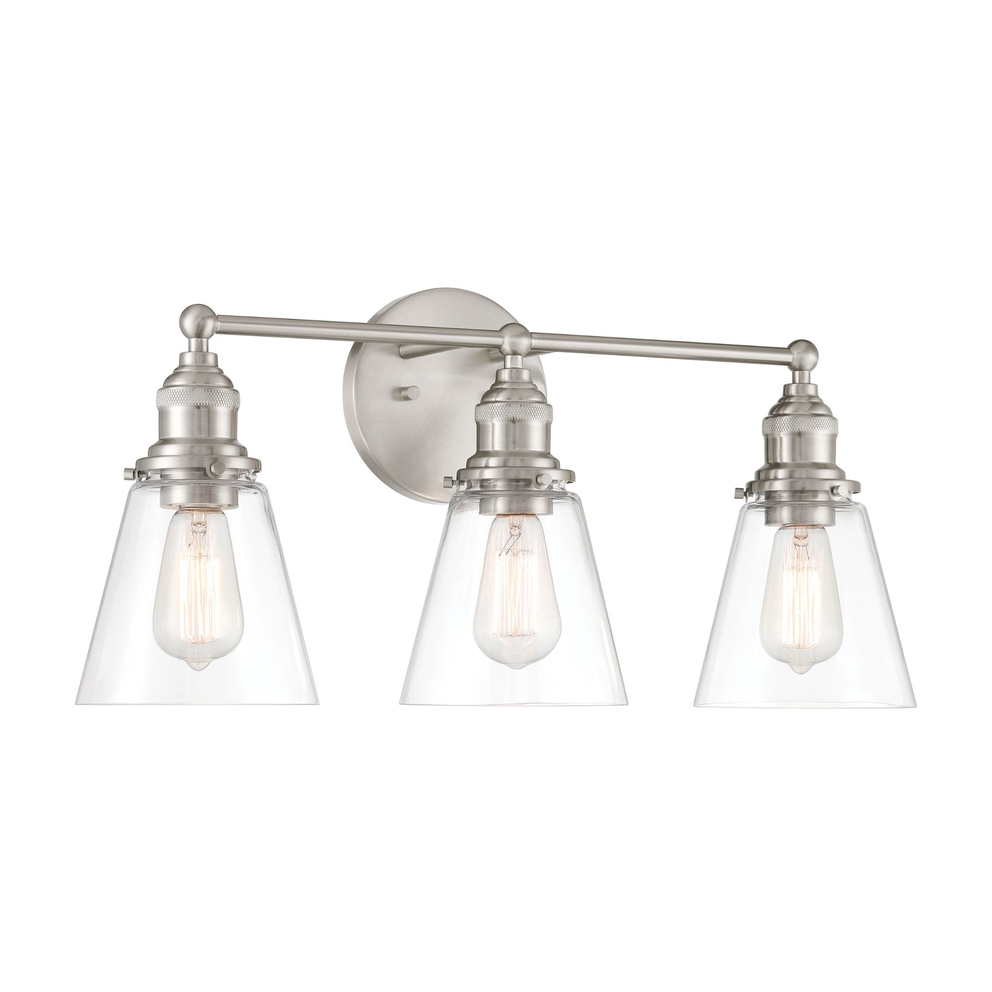 Minka-Lavery Barwell 24 in. 3-Light Vanity, Brushed Nickel with Clear Cone Glass
