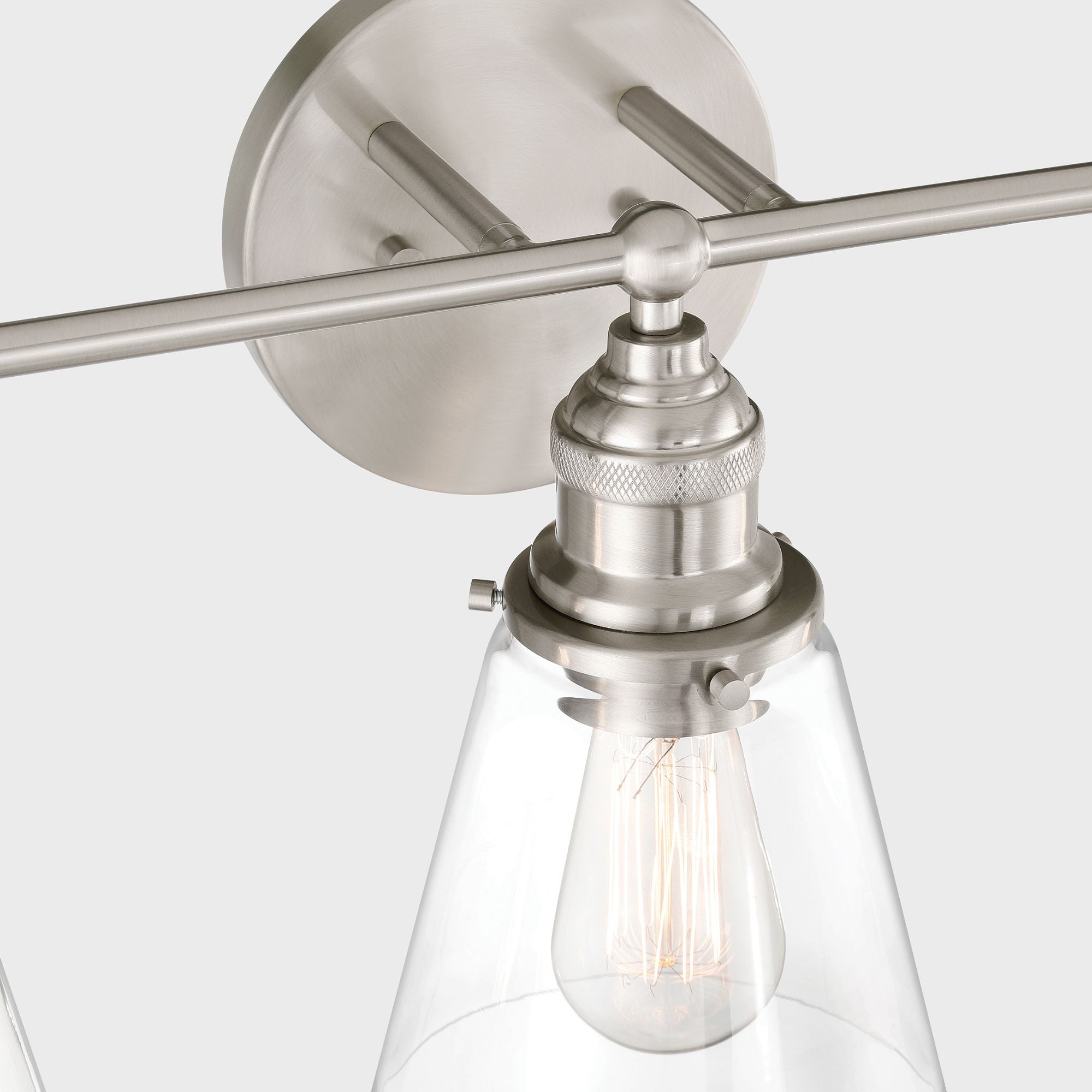 Minka-Lavery Barwell 24 in. 3-Light Vanity, Brushed Nickel with Clear Cone Glass