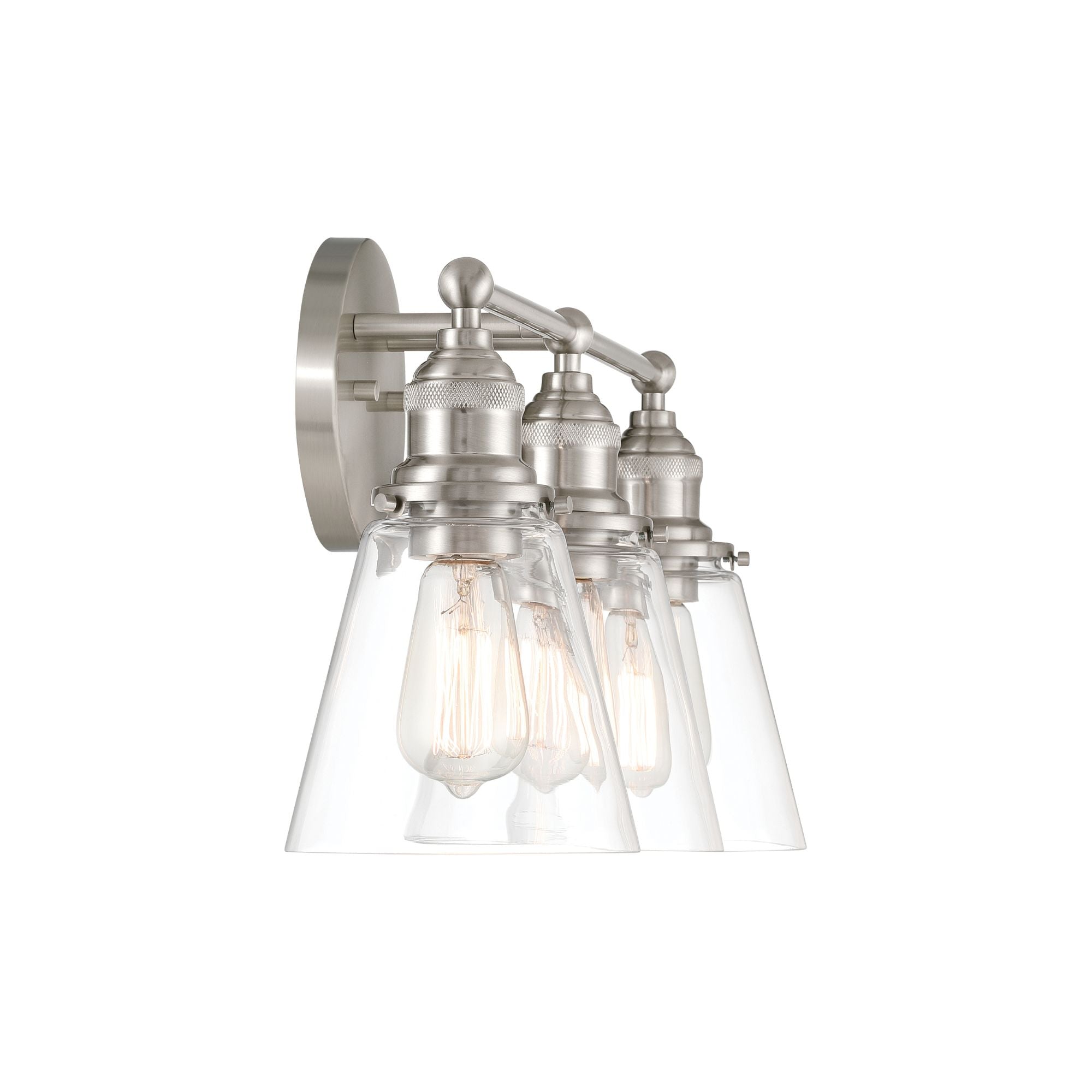 Minka-Lavery Barwell 24 in. 3-Light Vanity, Brushed Nickel with Clear Cone Glass
