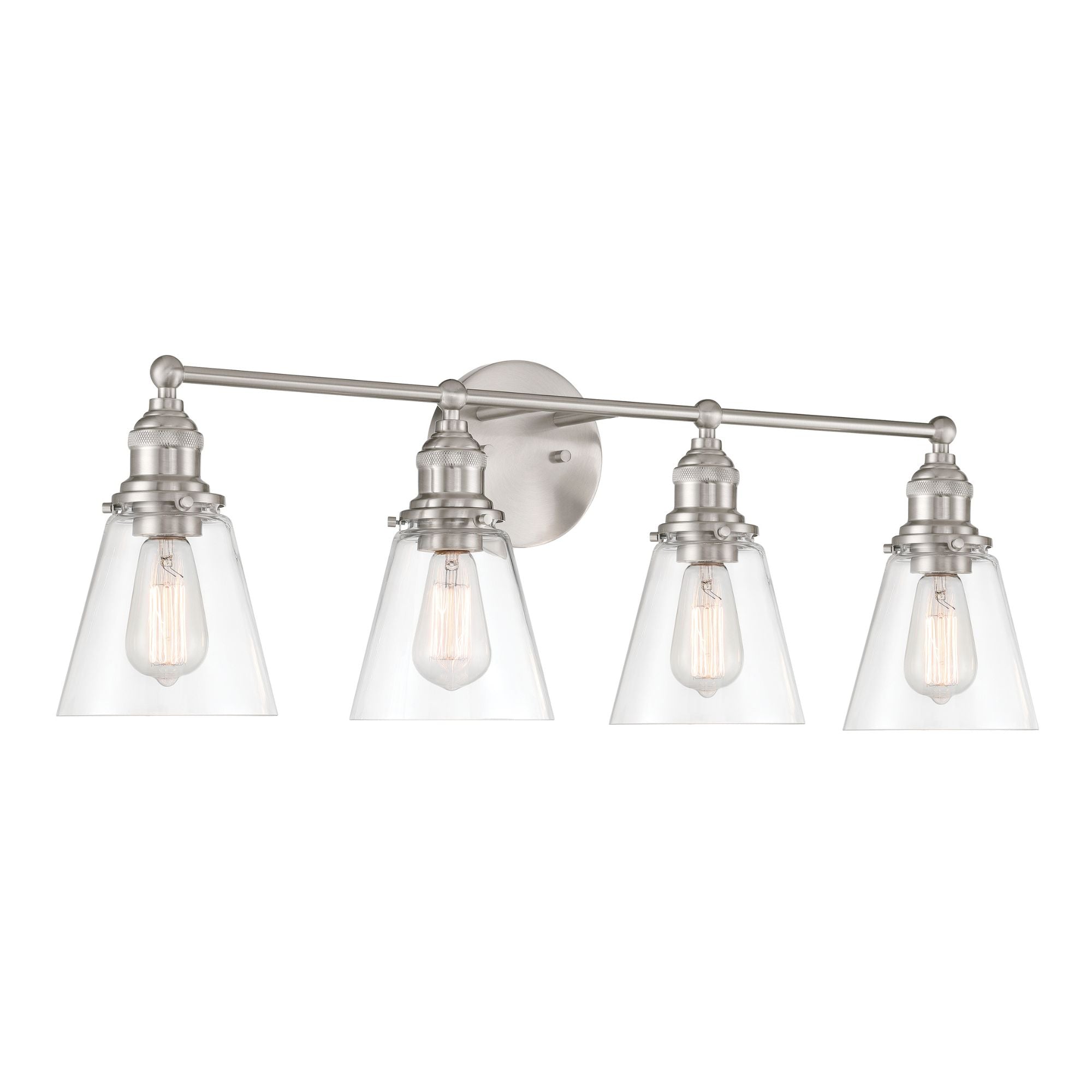 Minka-Lavery Barwell 33 in. 4-Light Vanity, Brushed Nickel with Clear Cone Glass