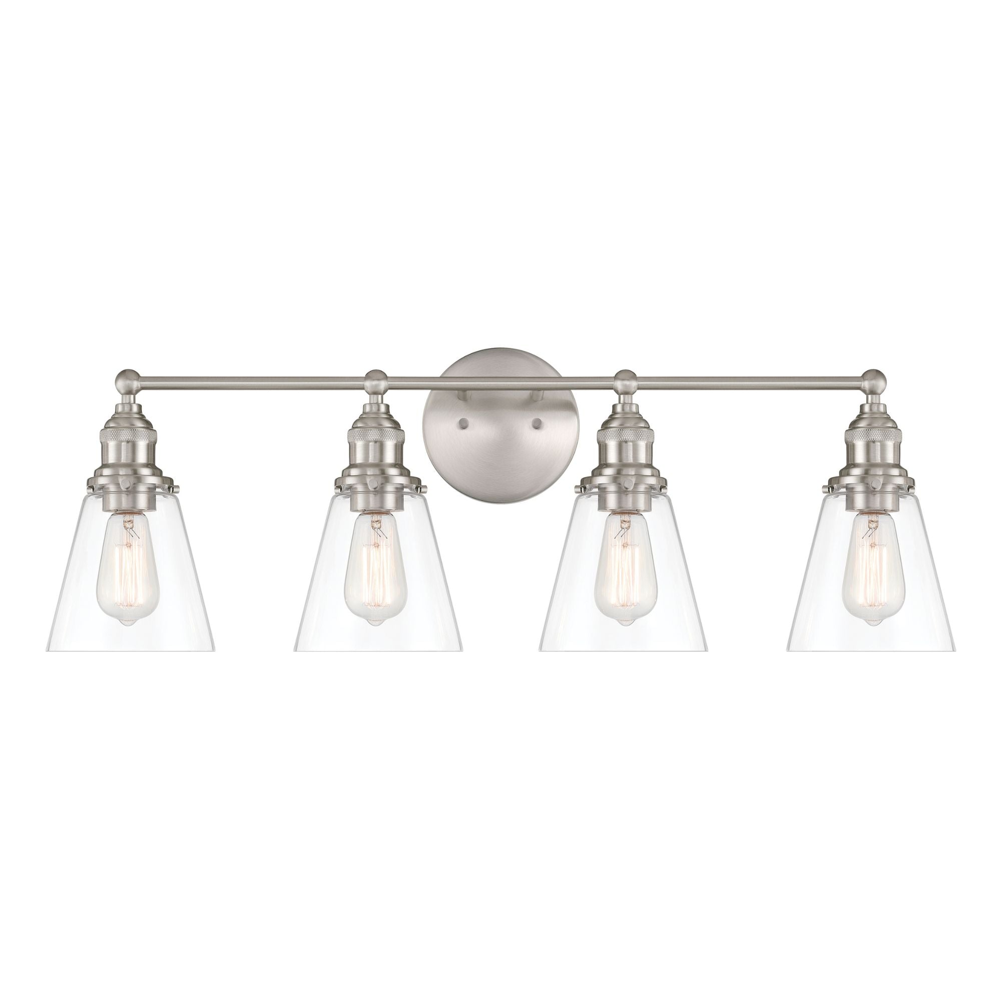 Minka-Lavery Barwell 33 in. 4-Light Vanity, Brushed Nickel with Clear Cone Glass