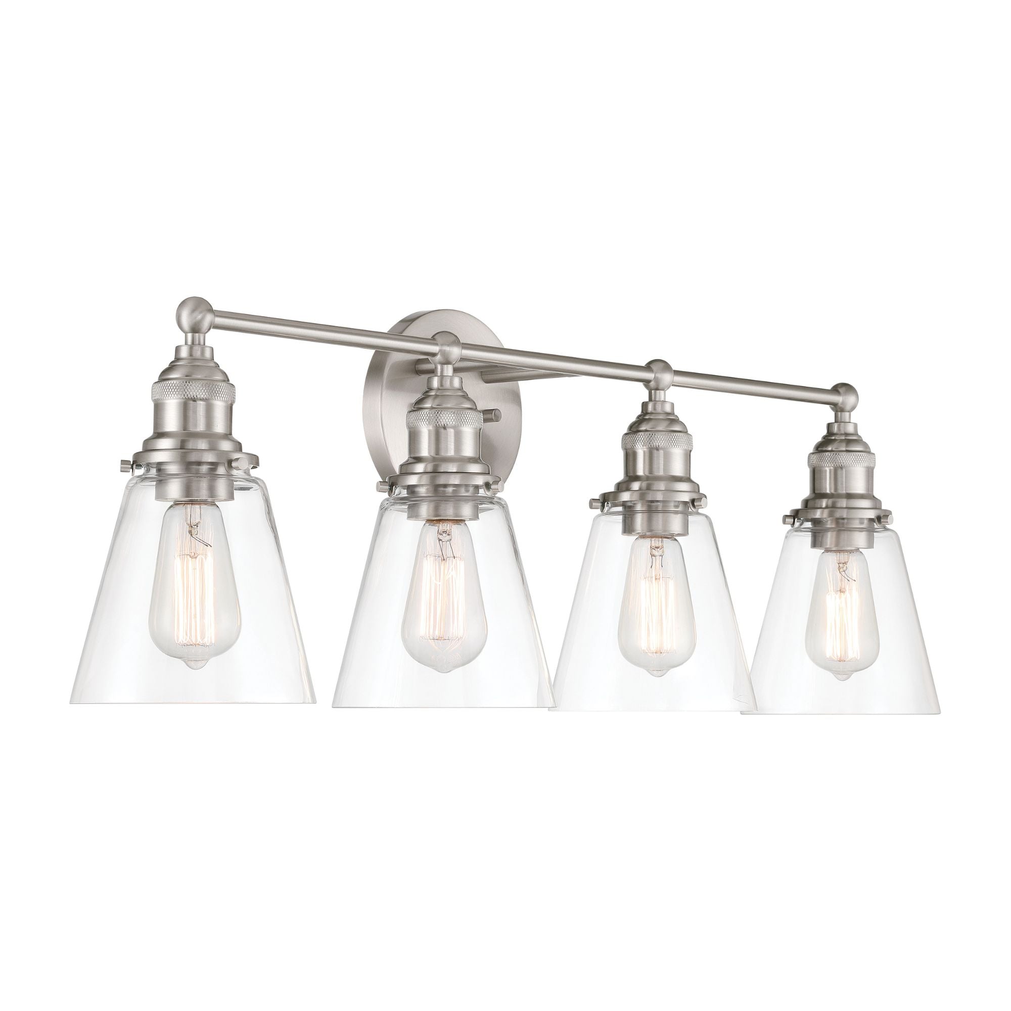 Minka-Lavery Barwell 33 in. 4-Light Vanity, Brushed Nickel with Clear Cone Glass