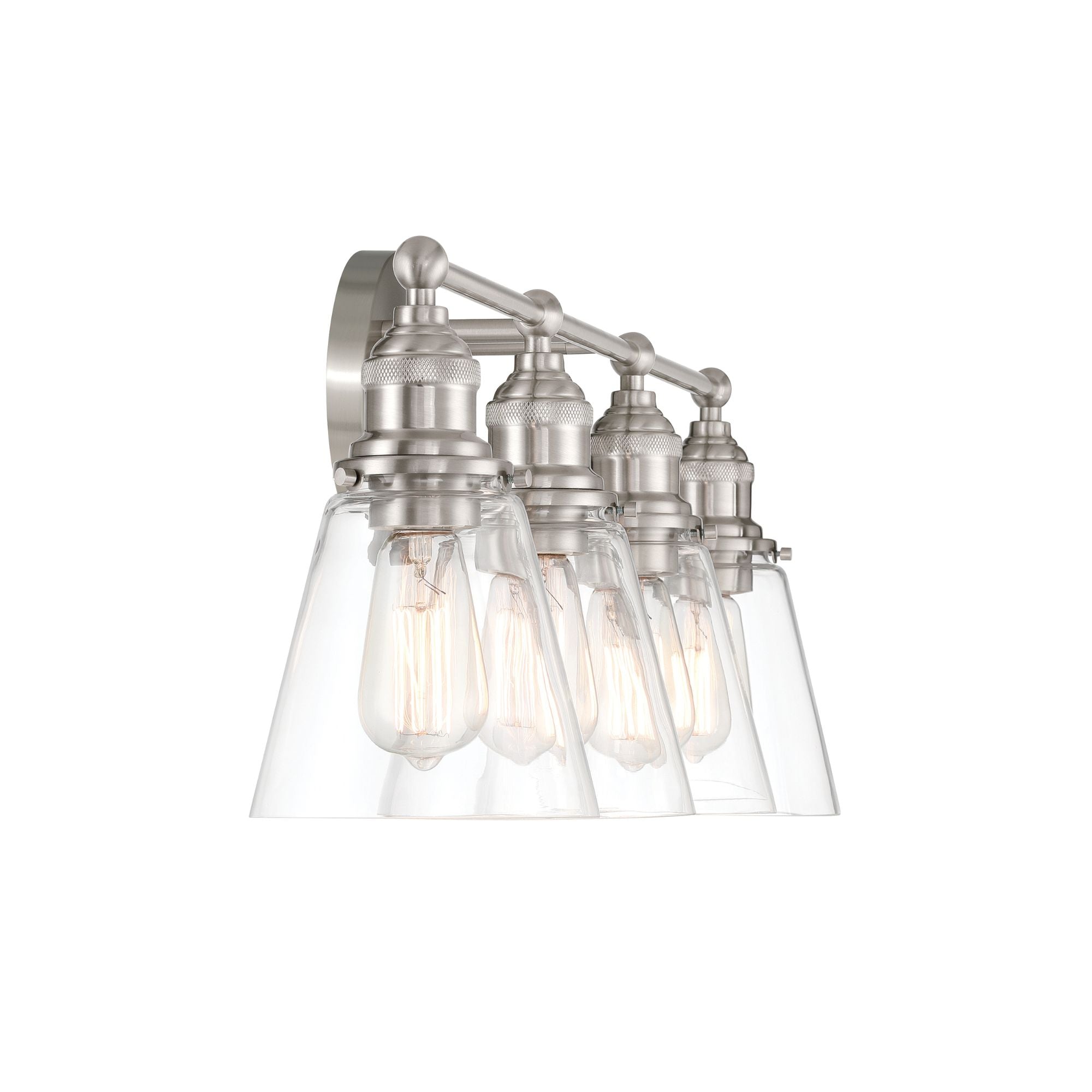 Minka-Lavery Barwell 33 in. 4-Light Vanity, Brushed Nickel with Clear Cone Glass