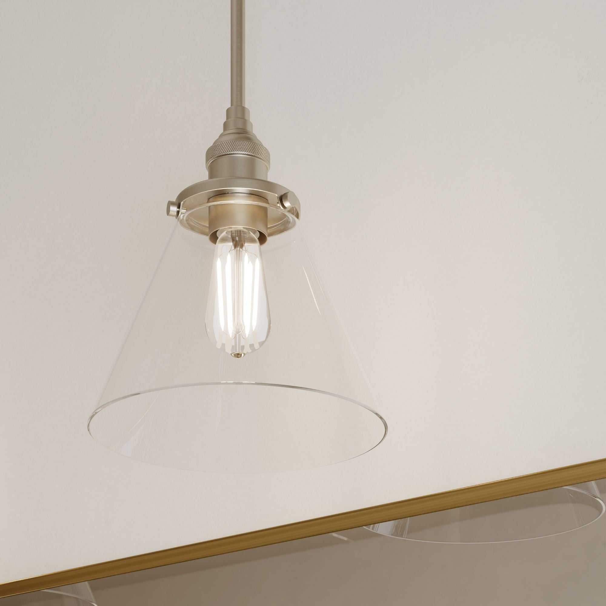 Minka-Lavery Barwell 11 in. Mini Pendant, Brushed Nickel with Clear Glass Cone