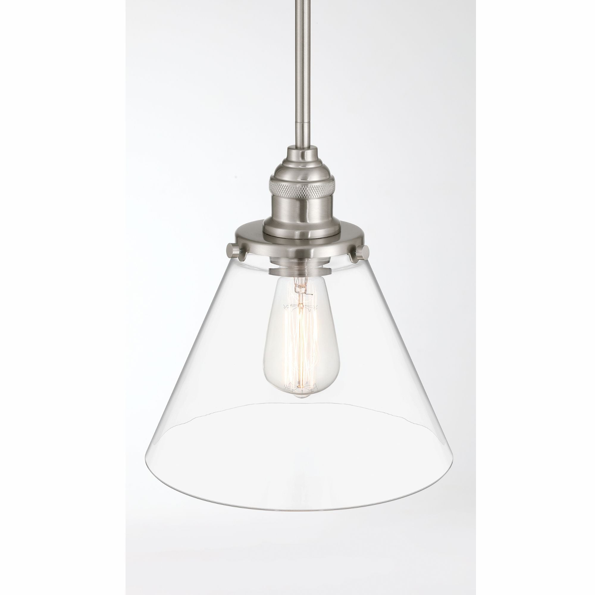 Minka-Lavery Barwell 11 in. Mini Pendant, Brushed Nickel with Clear Glass Cone