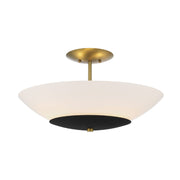Bax 19" 3-Light Semi-Flush Mount, Sand Coal & Soft Brass Finish