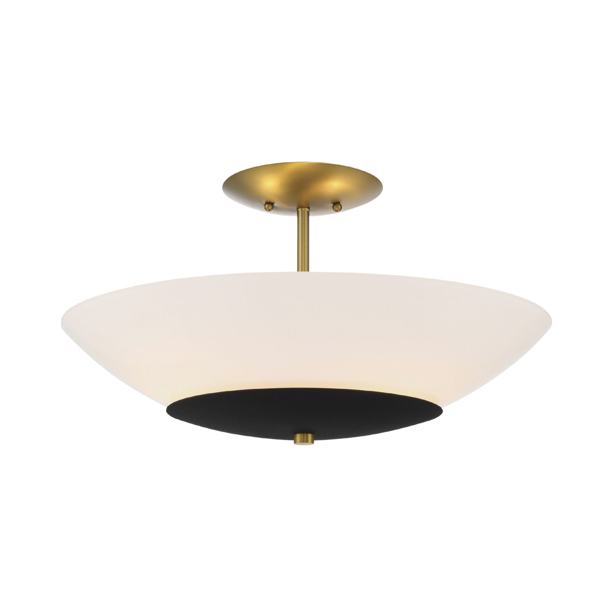 Bax 19" 3-Light Semi-Flush Mount, Sand Coal & Soft Brass Finish
