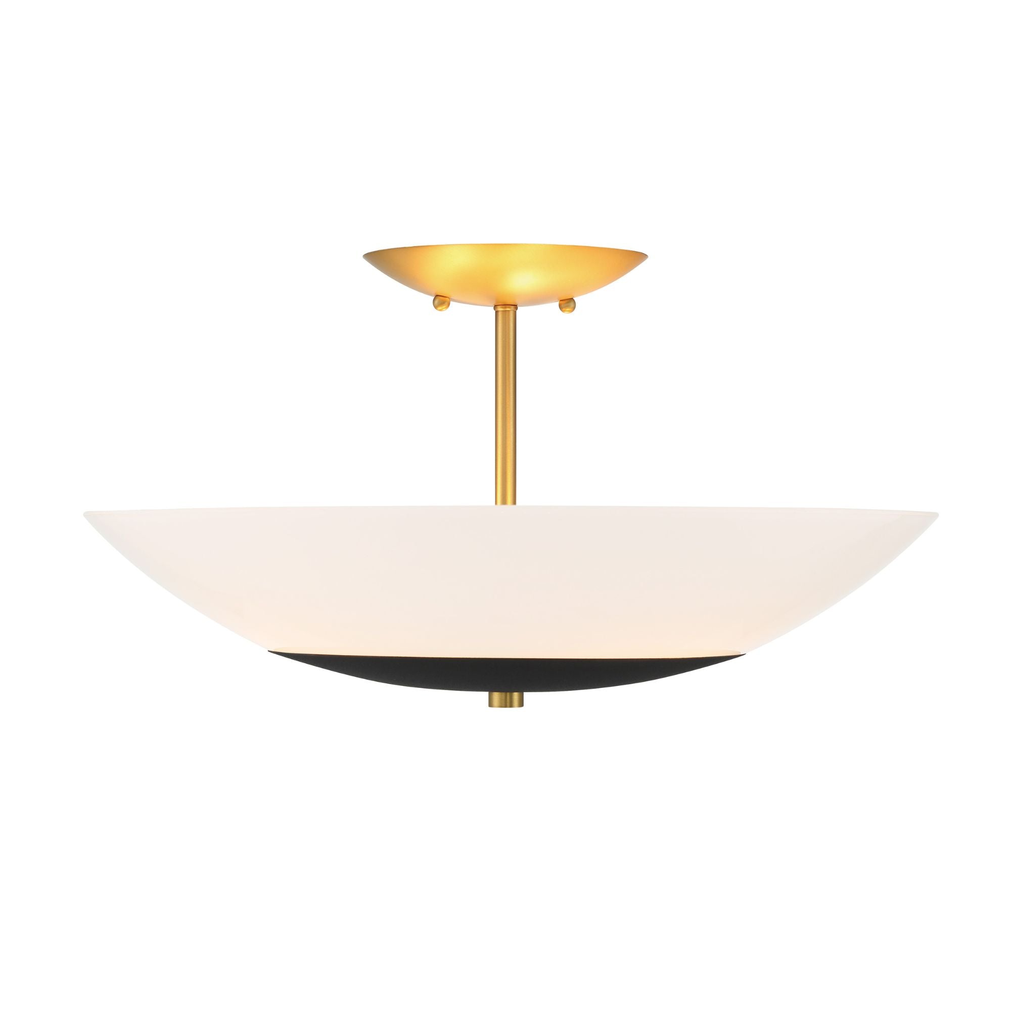 Bax 19" 3-Light Semi-Flush Mount, Sand Coal & Soft Brass Finish