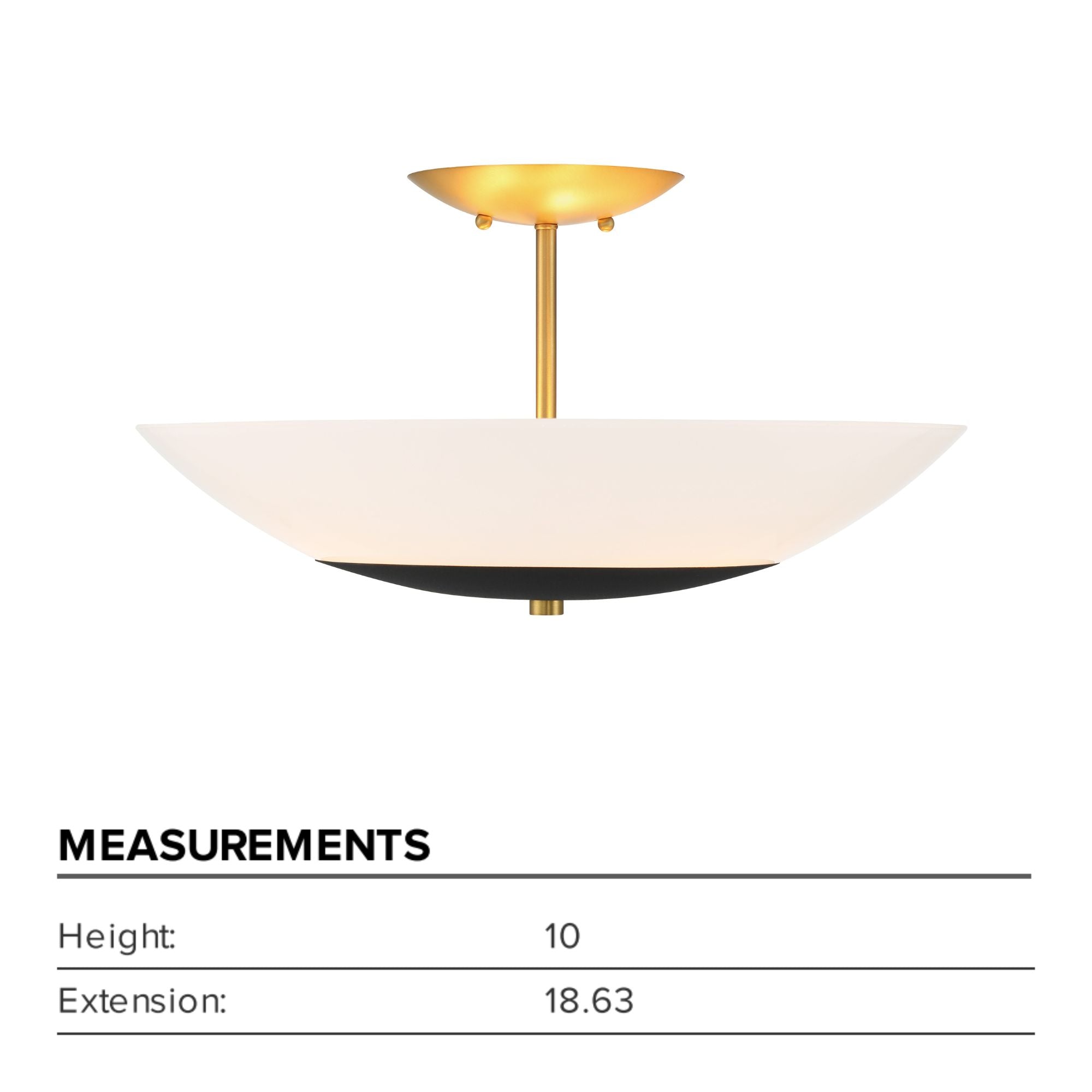 Bax 19" 3-Light Semi-Flush Mount, Sand Coal & Soft Brass Finish