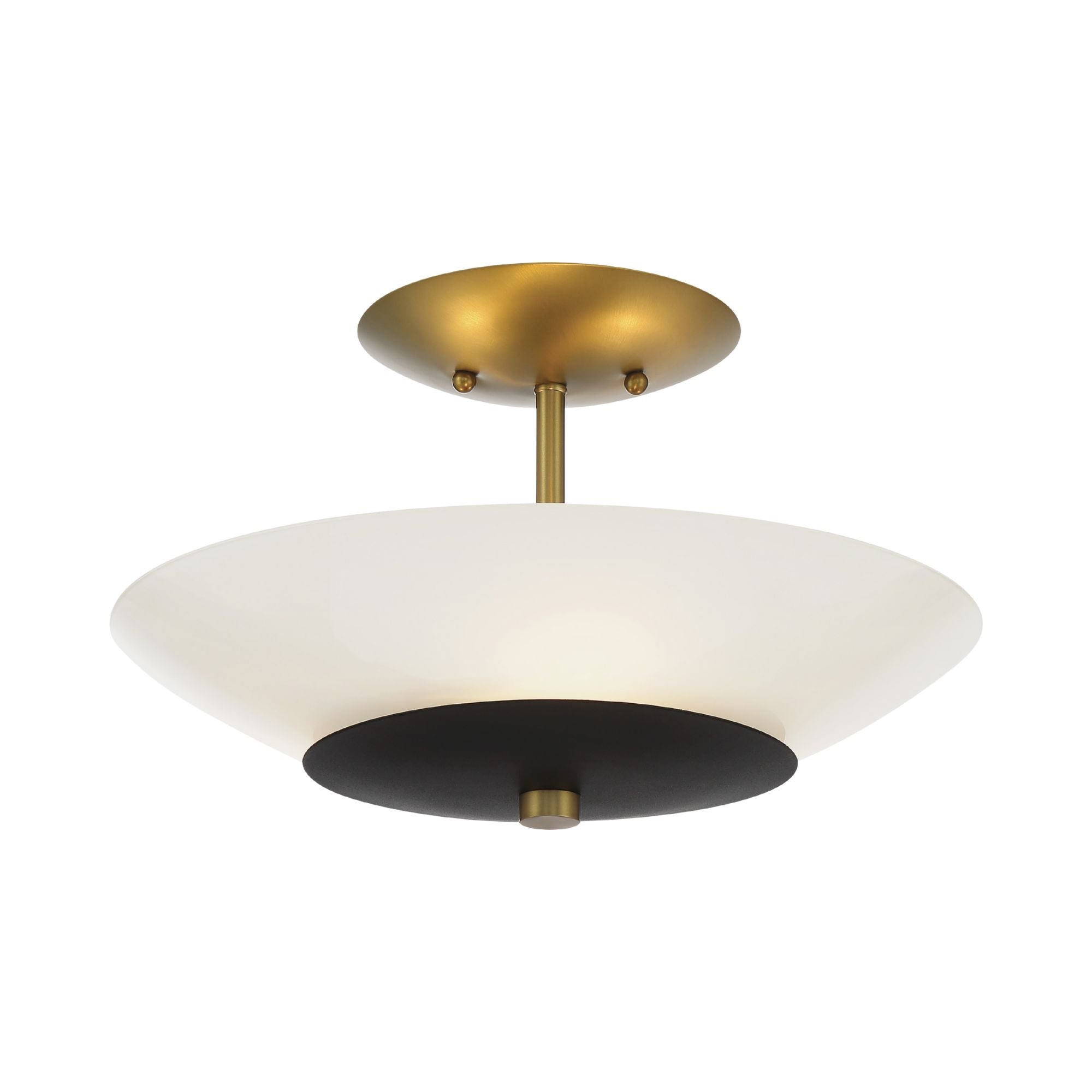 Bax 14" 3-Light Semi-Flush Mount, Sand Coal & Soft Brass Finish