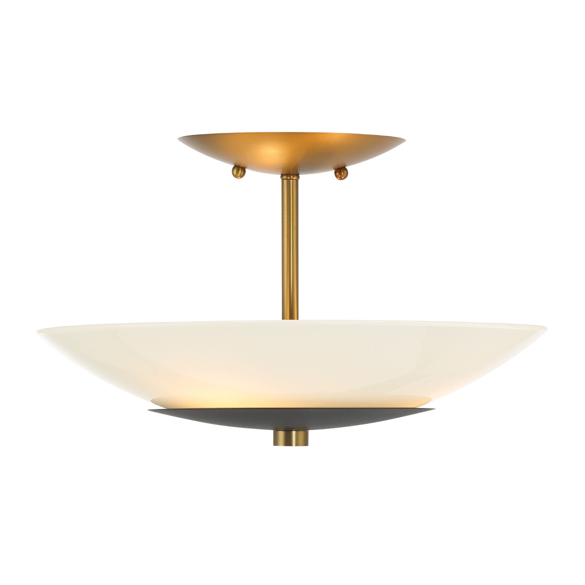 Bax 14" 3-Light Semi-Flush Mount, Sand Coal & Soft Brass Finish