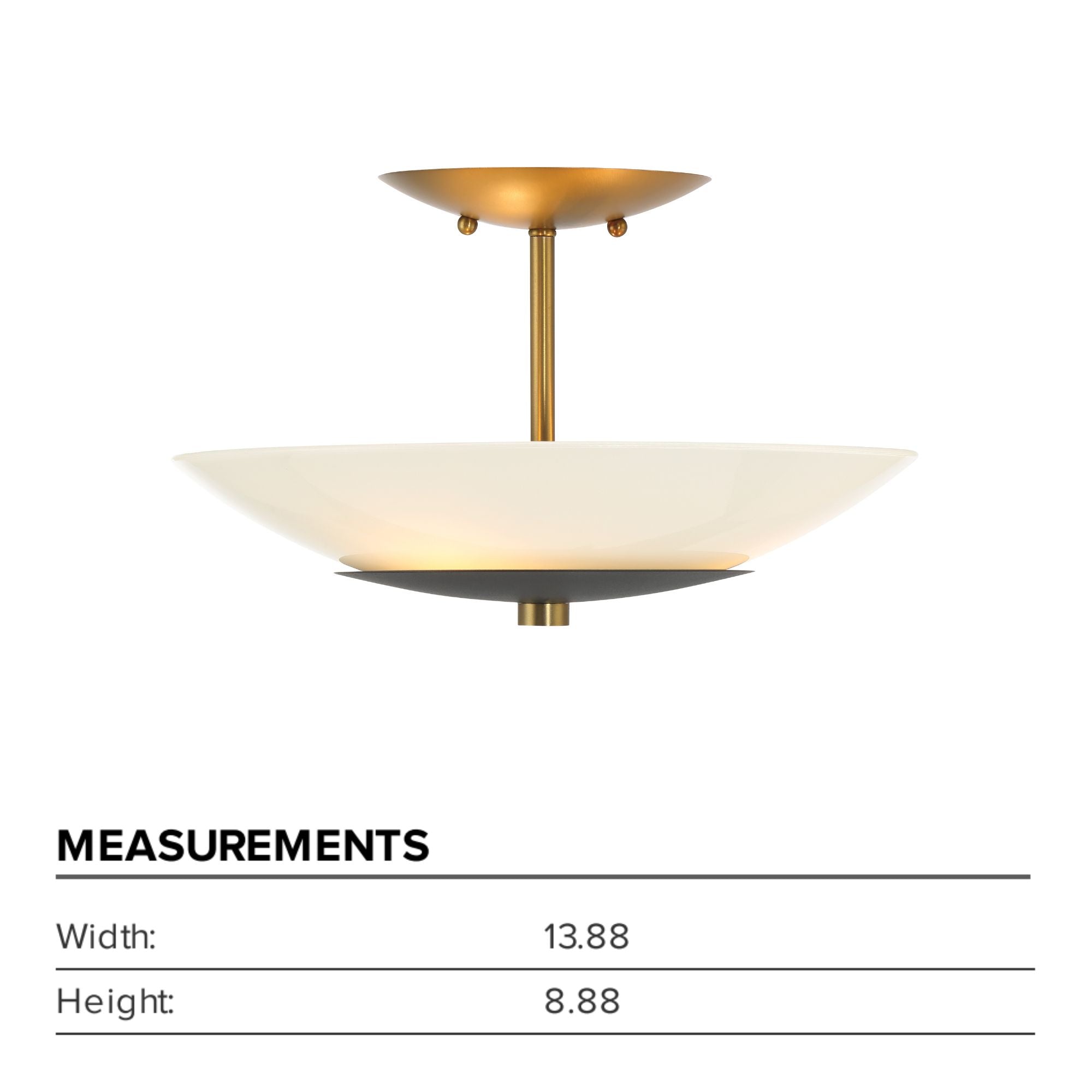 Bax 14" 3-Light Semi-Flush Mount, Sand Coal & Soft Brass Finish