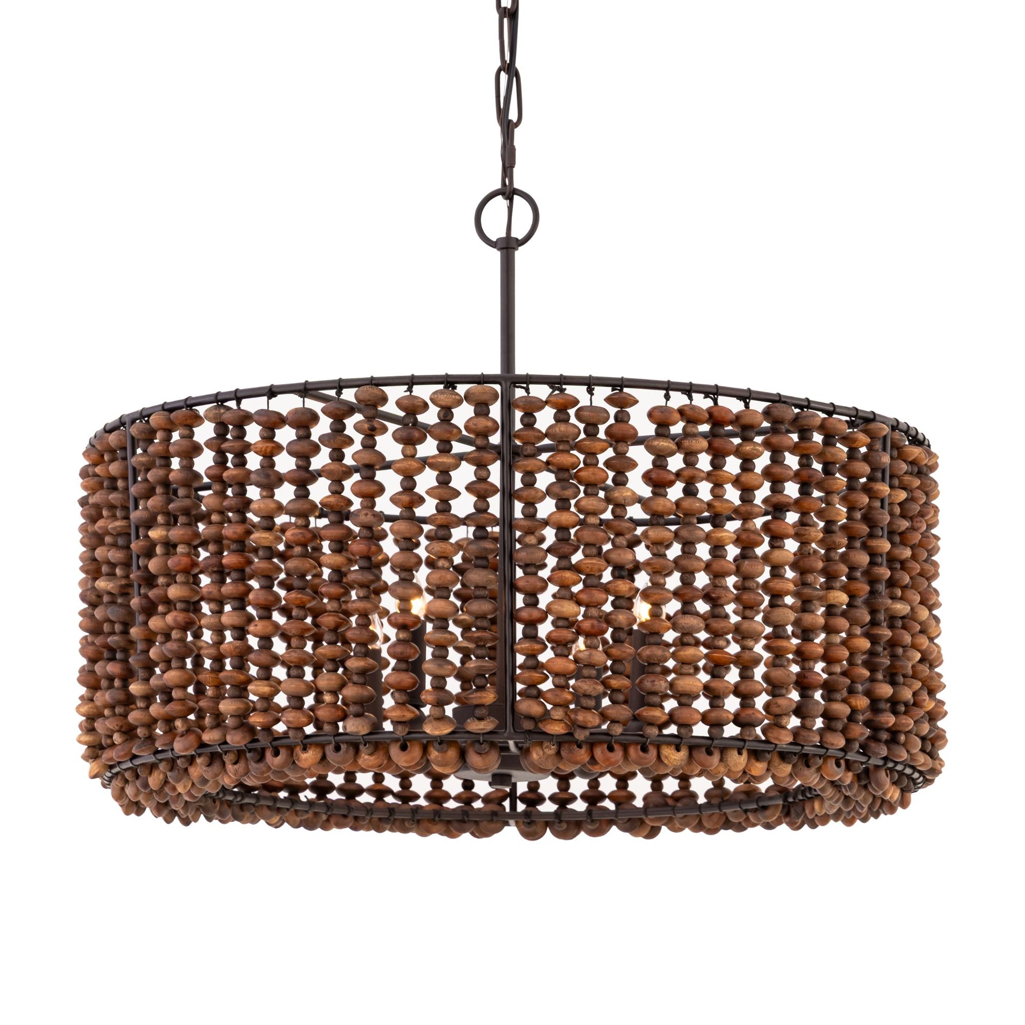 Minka-Lavery Beaudelle 26 in. 4-Light Pendant, Dark Bronze & Dark Brown with Drum Shade