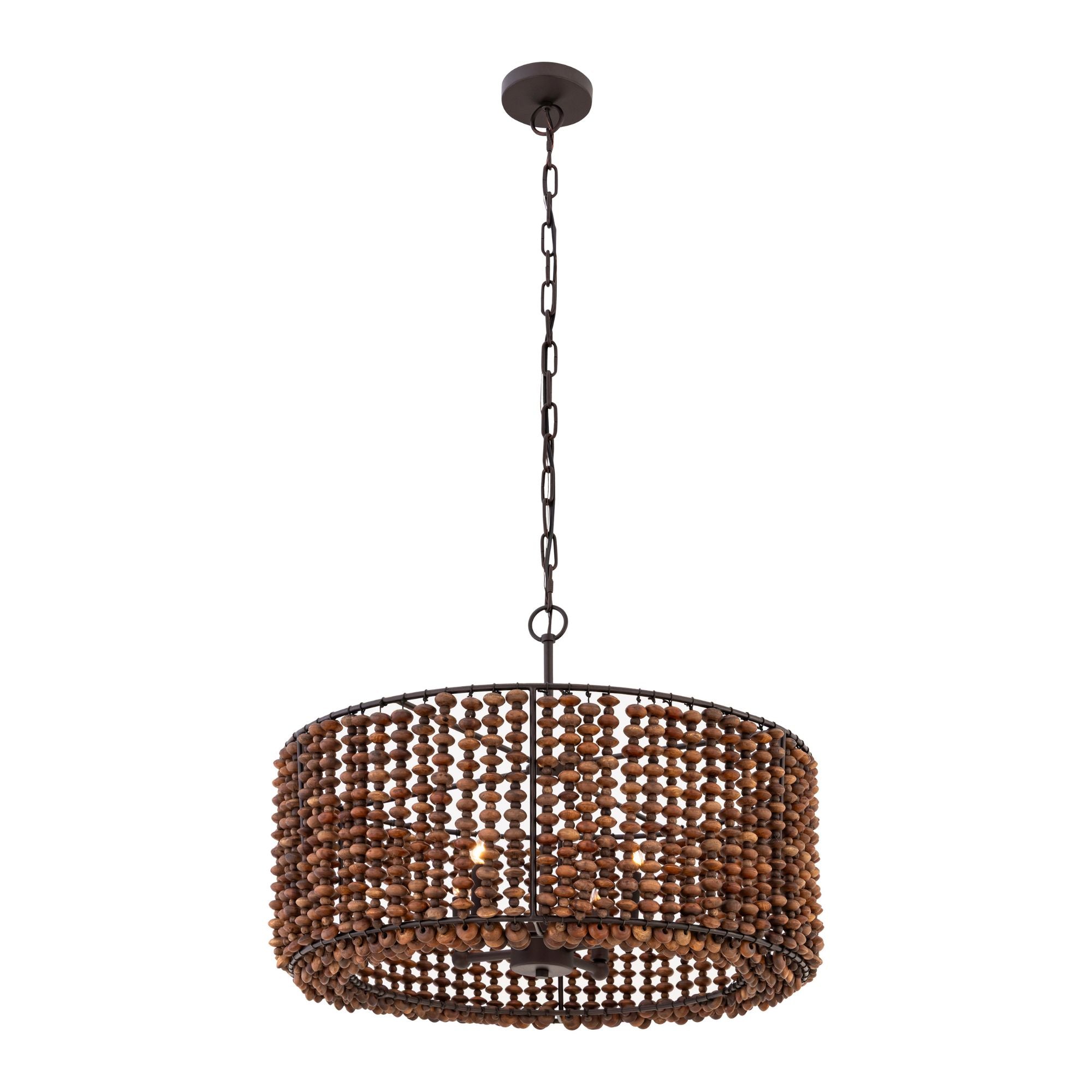 Minka-Lavery Beaudelle 26 in. 4-Light Pendant, Dark Bronze & Dark Brown with Drum Shade