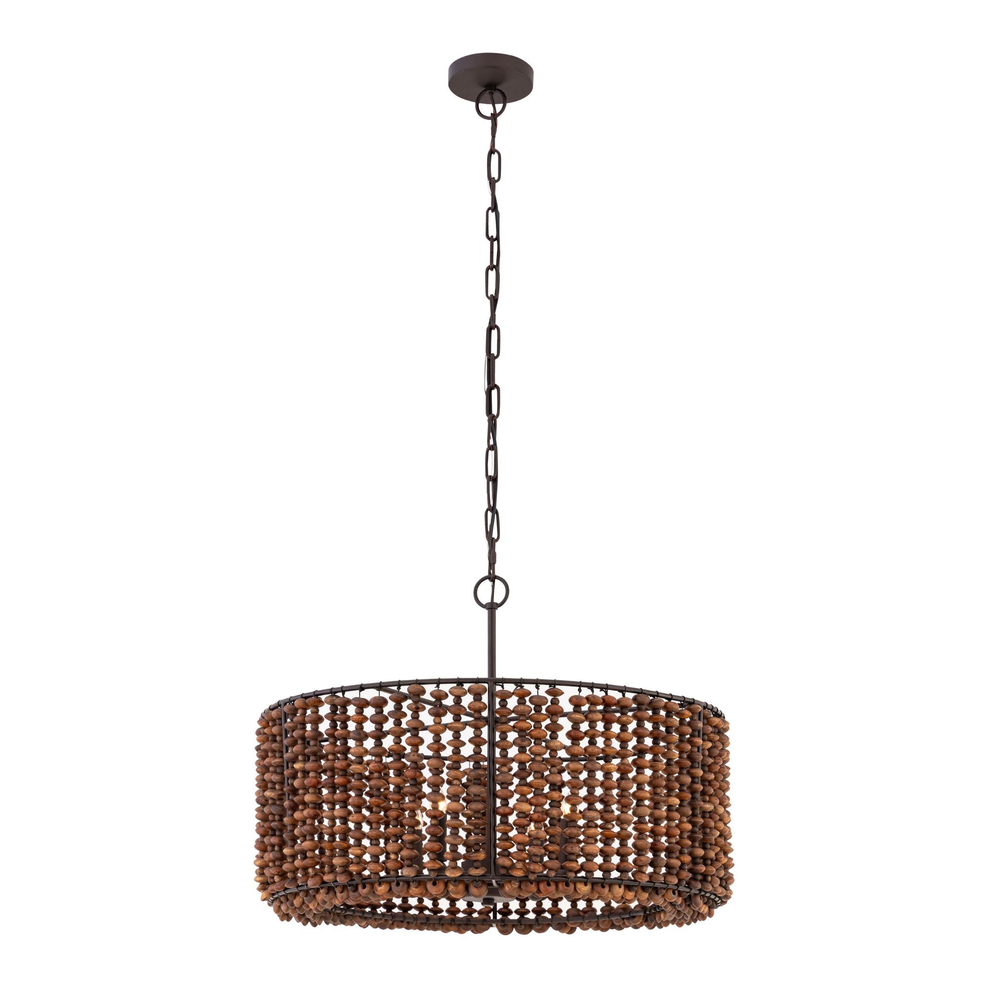 Minka-Lavery Beaudelle 26 in. 4-Light Pendant, Dark Bronze & Dark Brown with Drum Shade