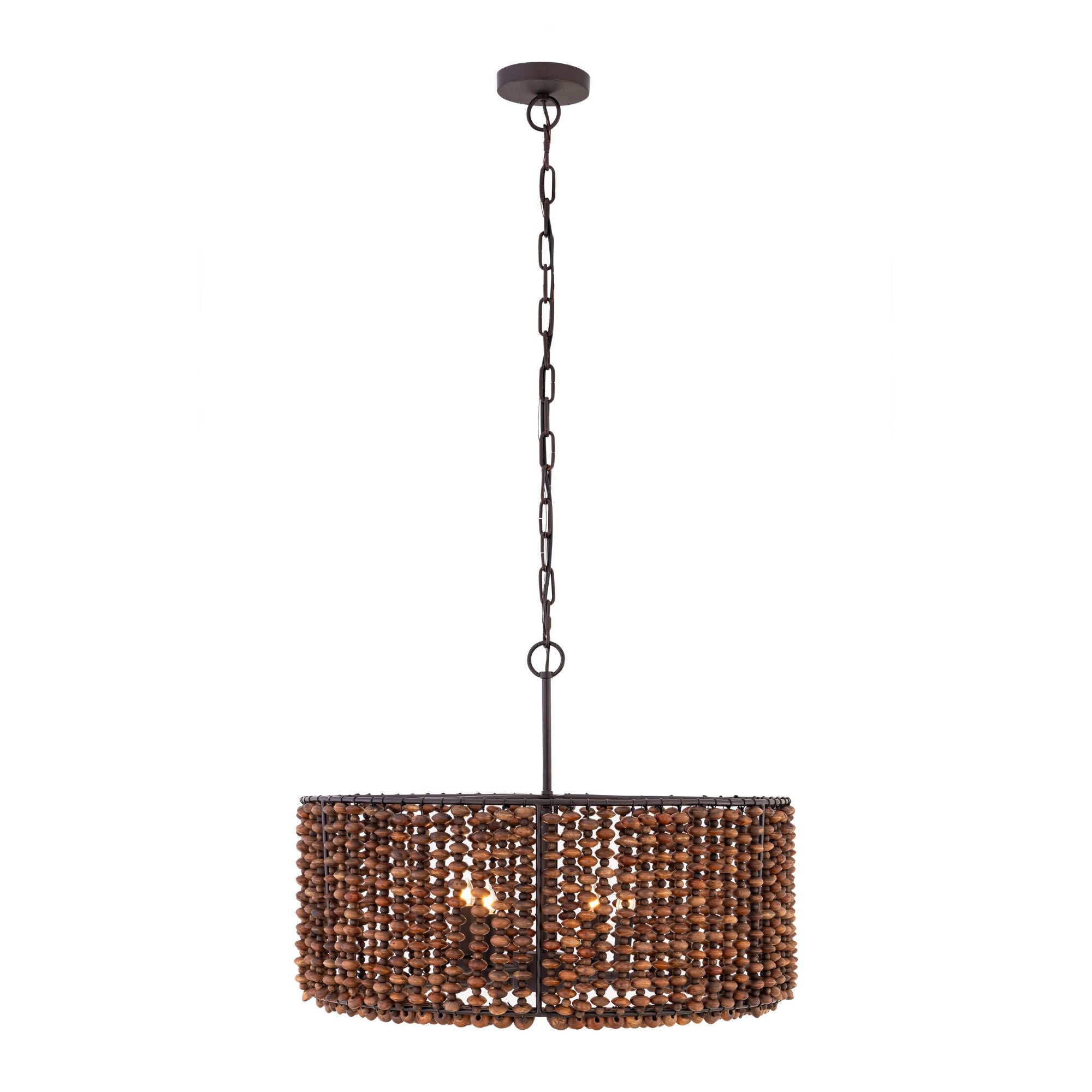 Minka-Lavery Beaudelle 26 in. 4-Light Pendant, Dark Bronze & Dark Brown with Drum Shade