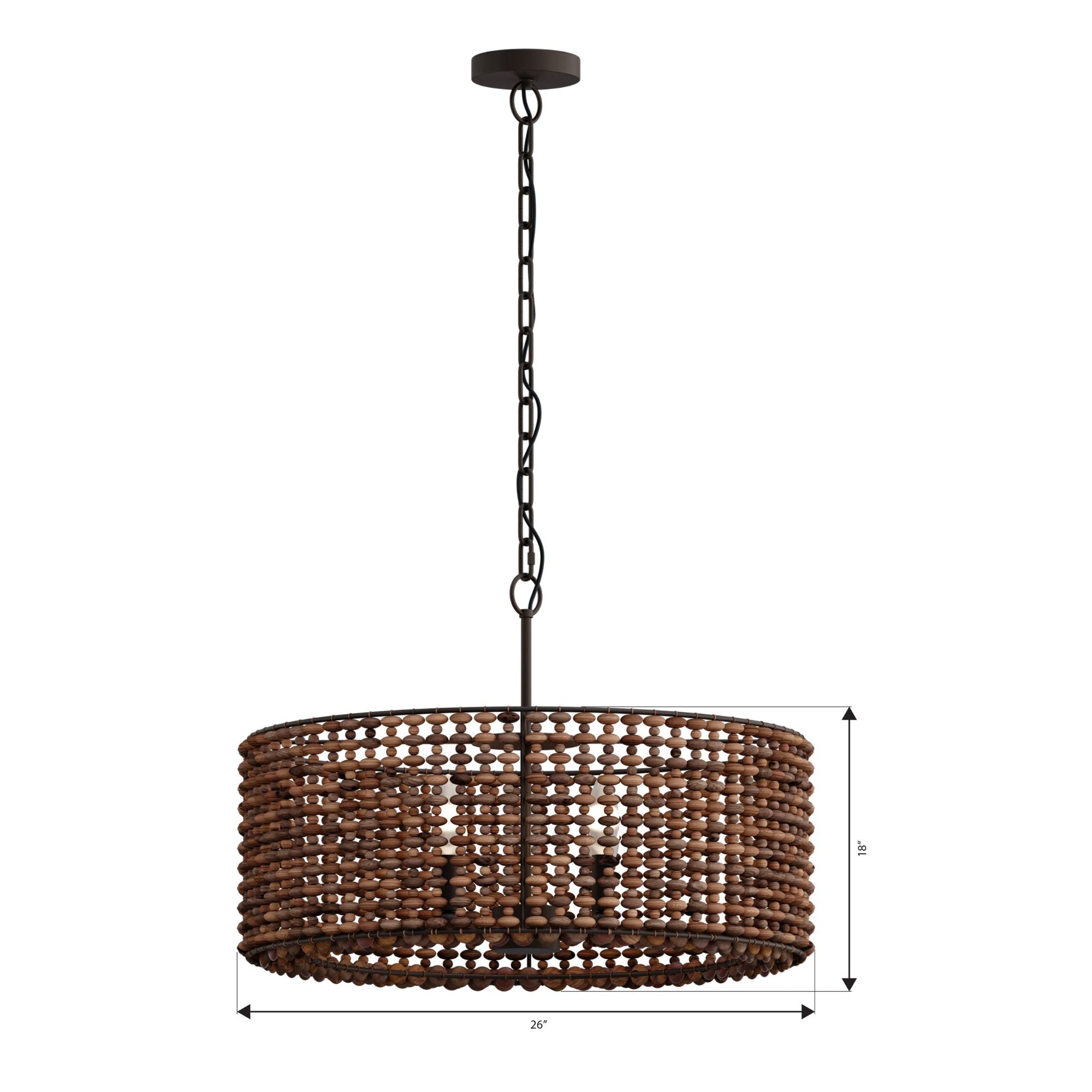 Minka-Lavery Beaudelle 26 in. 4-Light Pendant, Dark Bronze & Dark Brown with Drum Shade