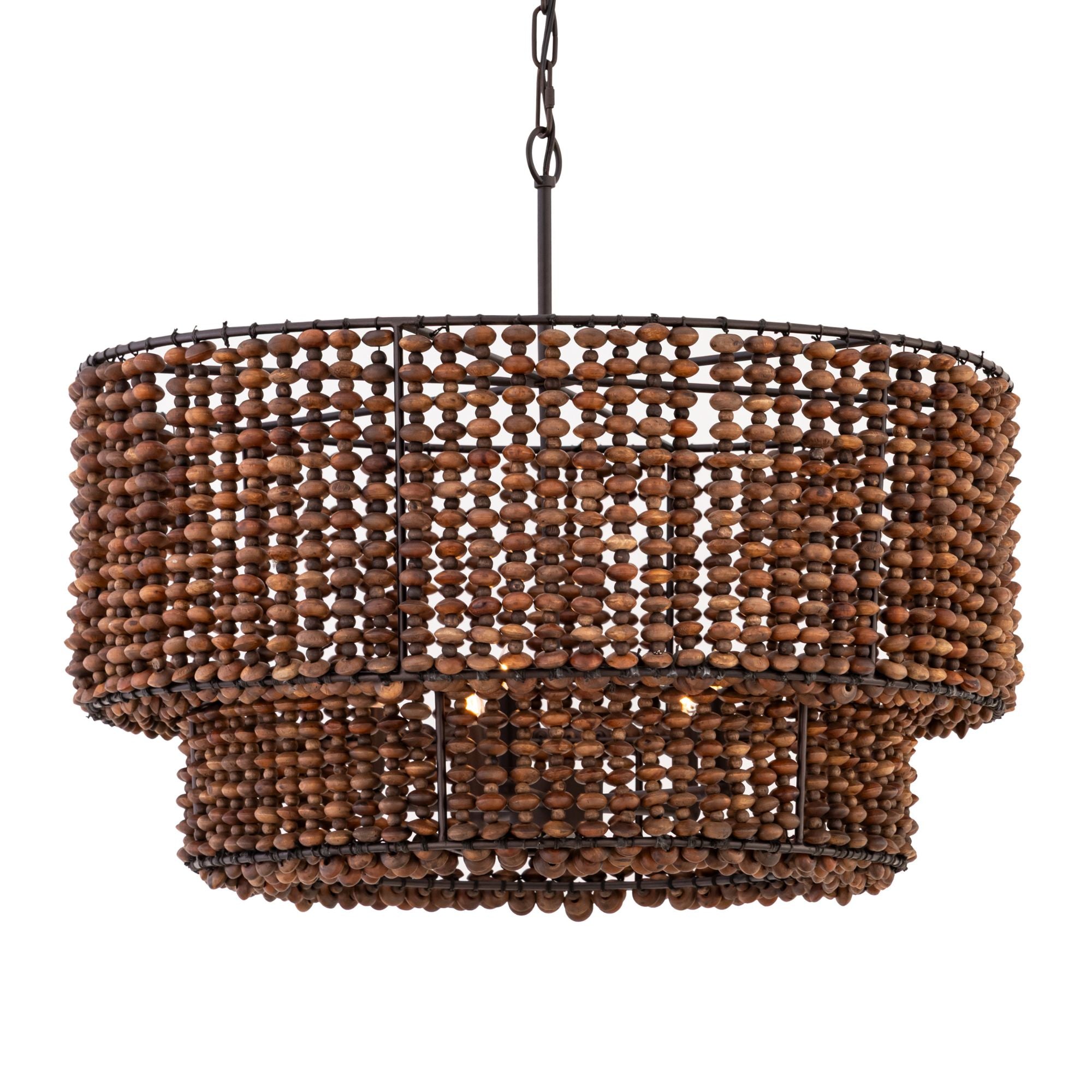 Minka-Lavery Beaudelle 30 in. 5-Light Pendant, Dark Bronze & Dark Brown, with Wooden Beads