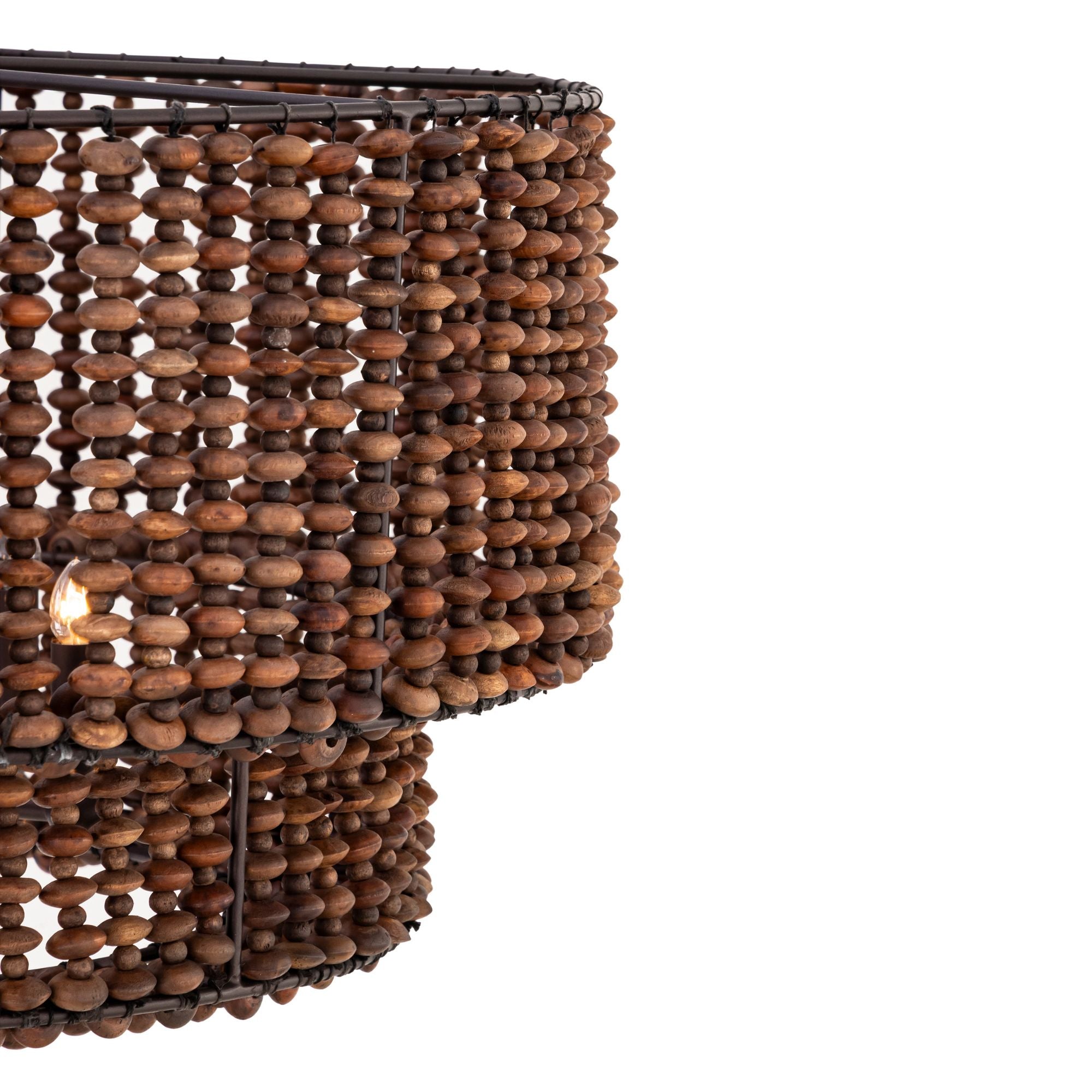 Minka-Lavery Beaudelle 30 in. 5-Light Pendant, Dark Bronze & Dark Brown, with Wooden Beads