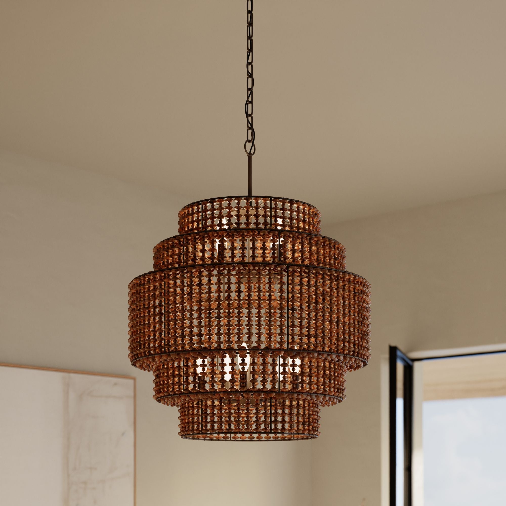 Minka-Lavery Beaudelle 36.75 in. 9-Light Pendant, Dark Bronze & Dark Brown