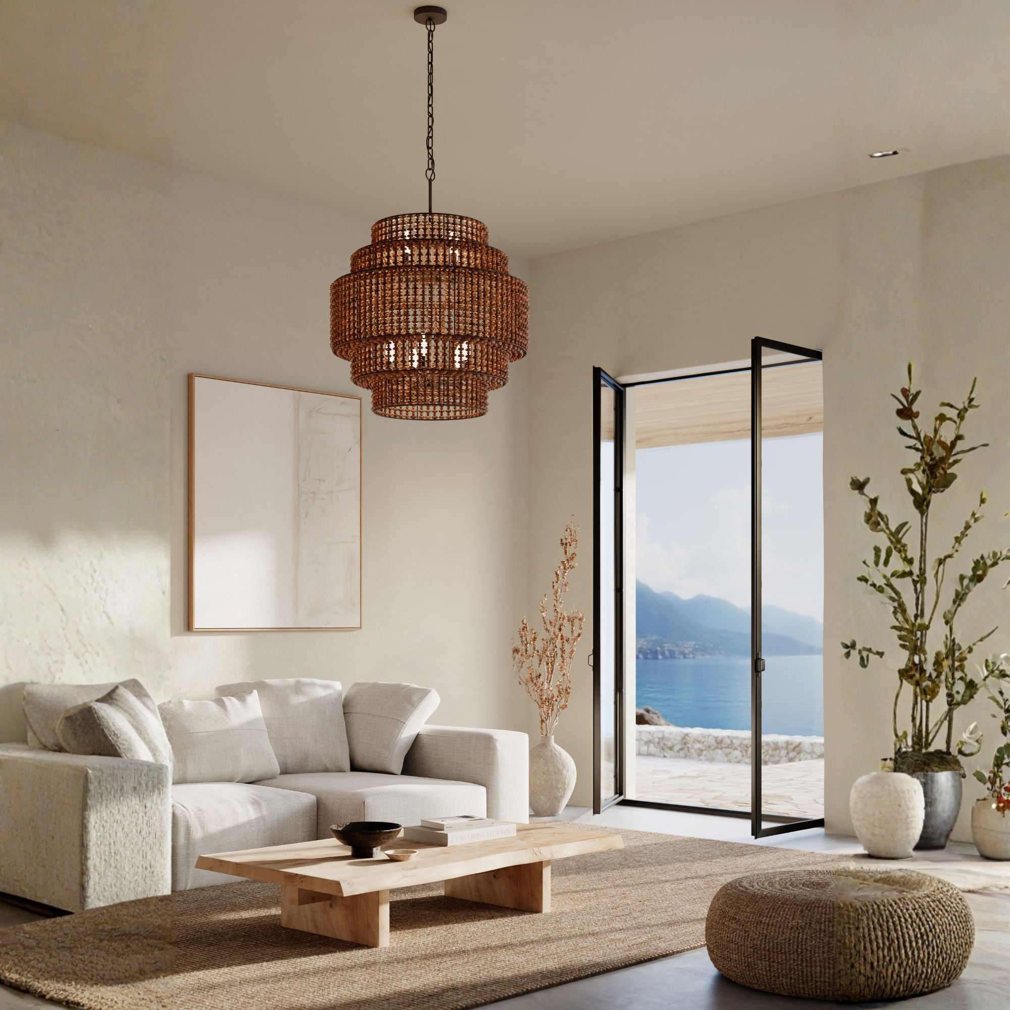 Minka-Lavery Beaudelle 36.75 in. 9-Light Pendant, Dark Bronze & Dark Brown
