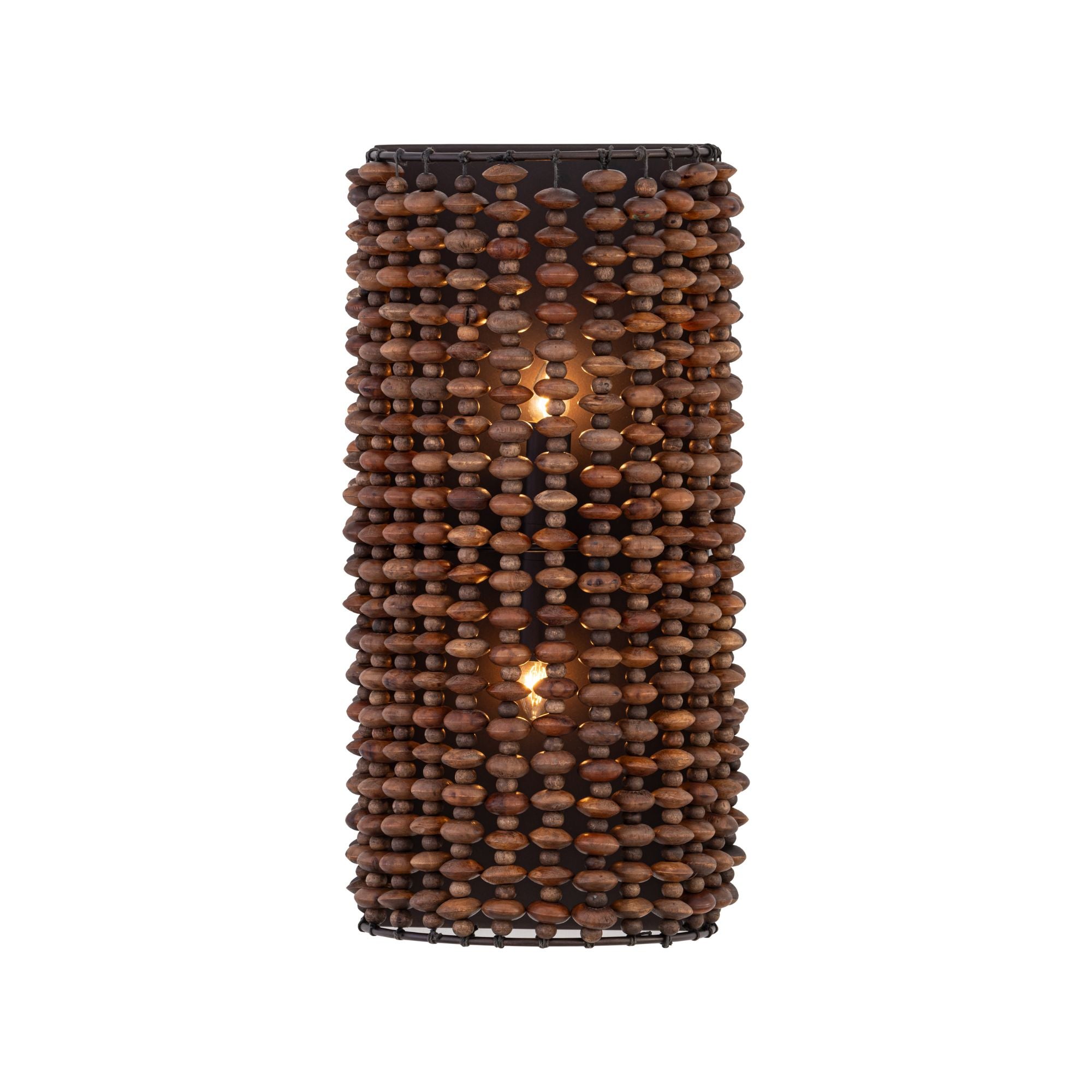 Minka-Lavery Beaudelle 18 in. 2-Light Wall Sconce, Dark Bronze with Wooden Beads