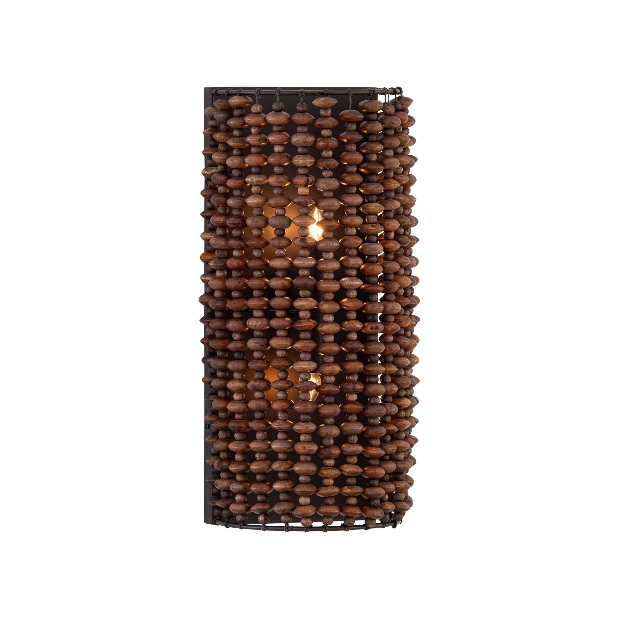 Minka-Lavery Beaudelle 18 in. 2-Light Wall Sconce, Dark Bronze with Wooden Beads