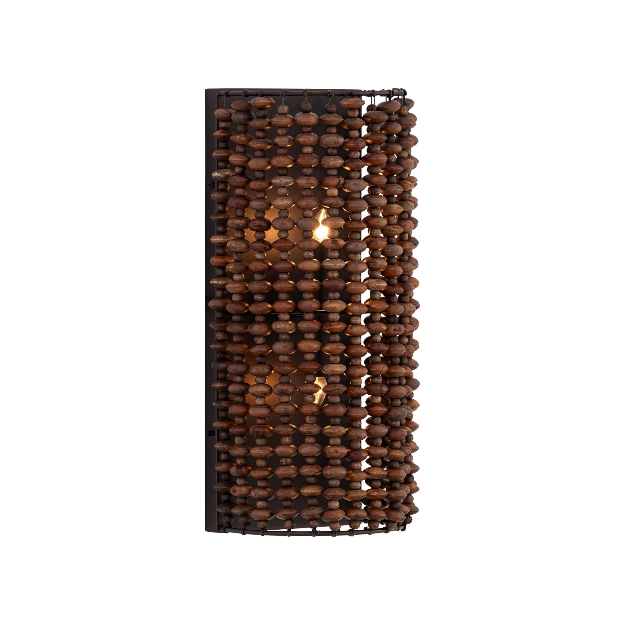 Minka-Lavery Beaudelle 18 in. 2-Light Wall Sconce, Dark Bronze with Wooden Beads