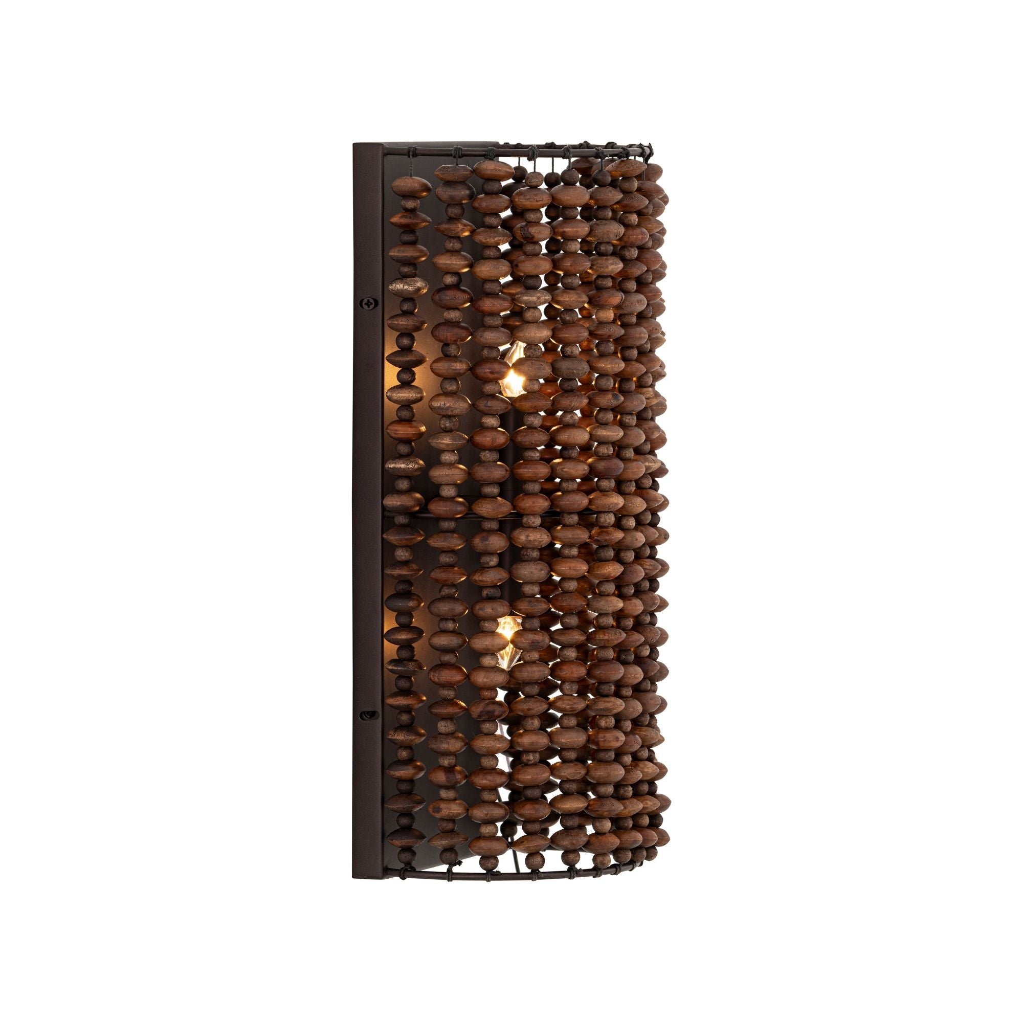 Minka-Lavery Beaudelle 18 in. 2-Light Wall Sconce, Dark Bronze with Wooden Beads