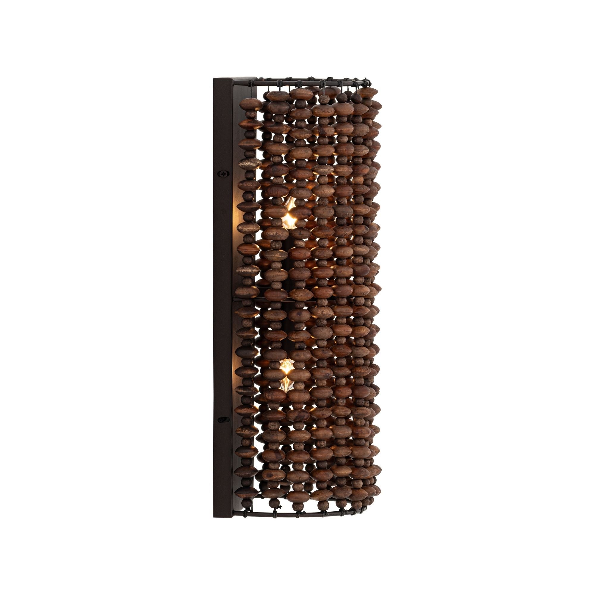 Minka-Lavery Beaudelle 18 in. 2-Light Wall Sconce, Dark Bronze with Wooden Beads
