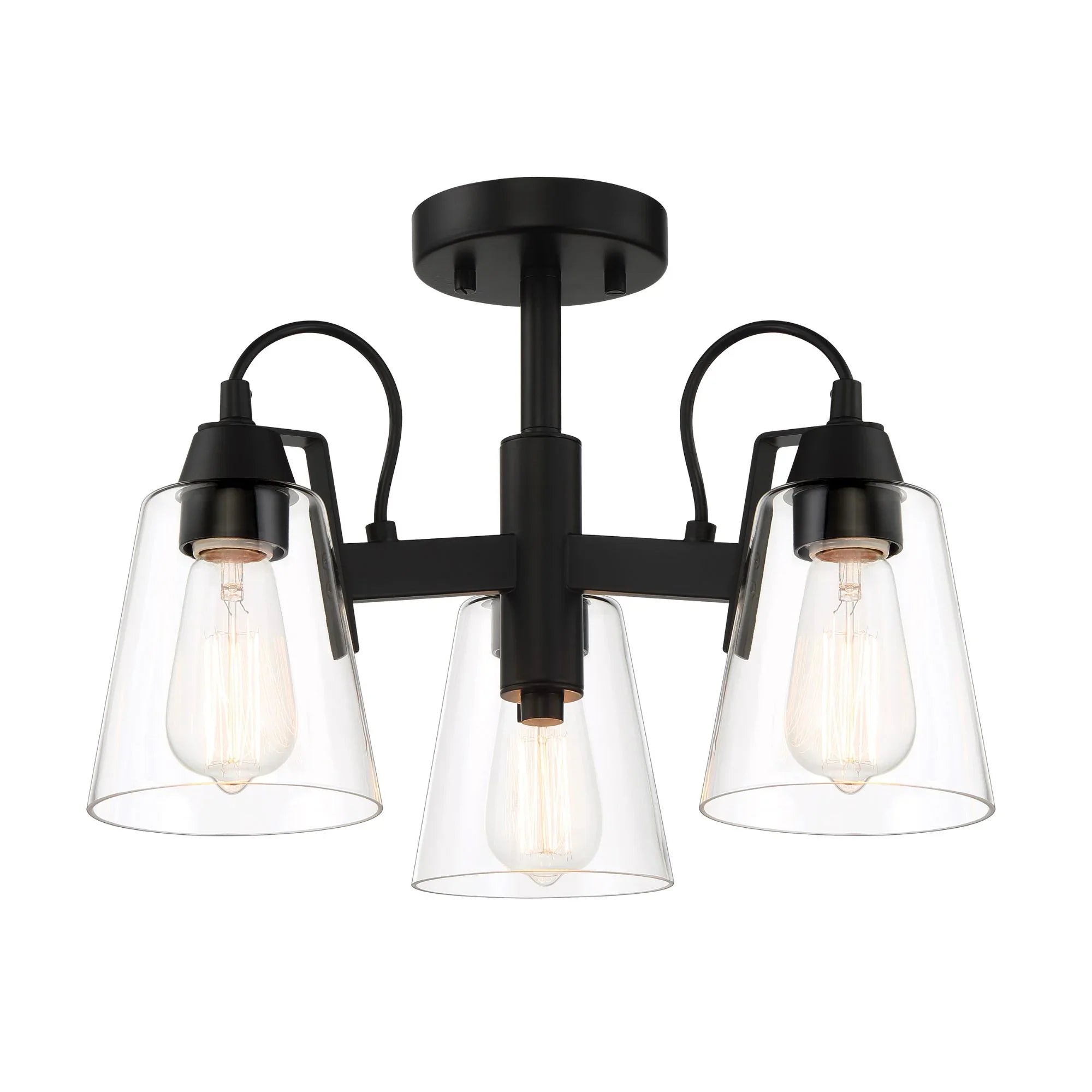 Beckonridge 17" 3-Light Semi-Flush Mount, Coal Finish
