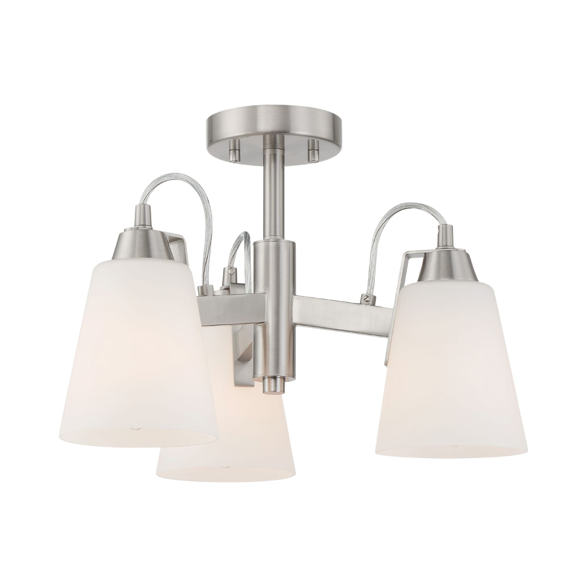 Beckonridge 17" 3-Light Semi-Flush Mount, Brushed Nickel Finish