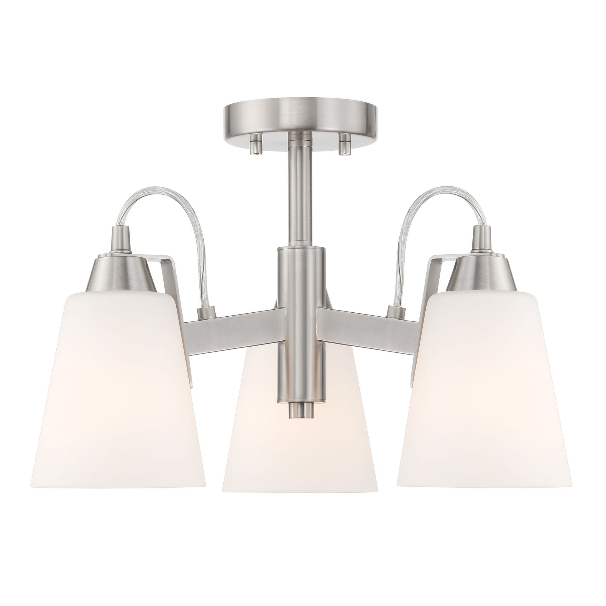 Beckonridge 17" 3-Light Semi-Flush Mount, Brushed Nickel Finish