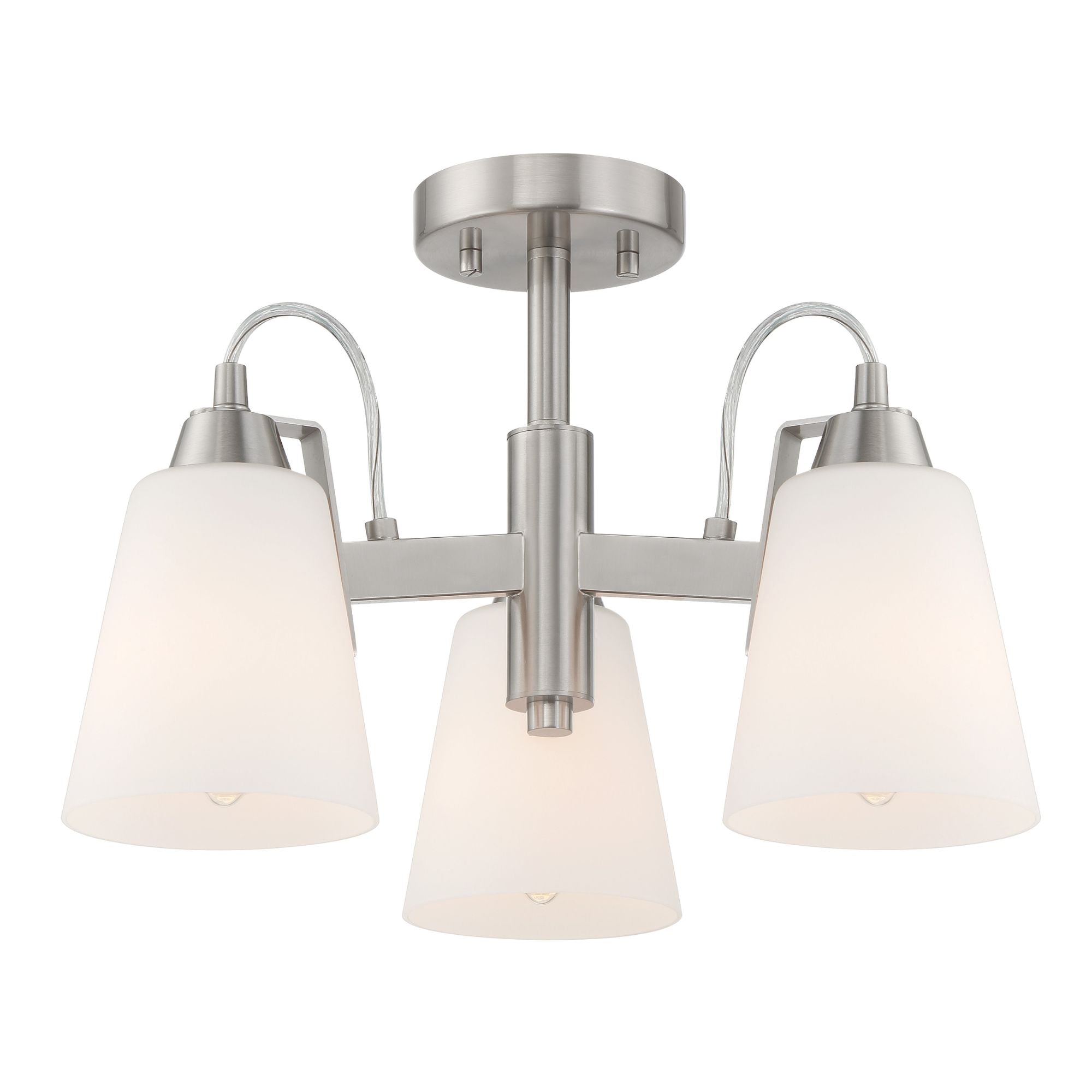 Beckonridge 17" 3-Light Semi-Flush Mount, Brushed Nickel Finish