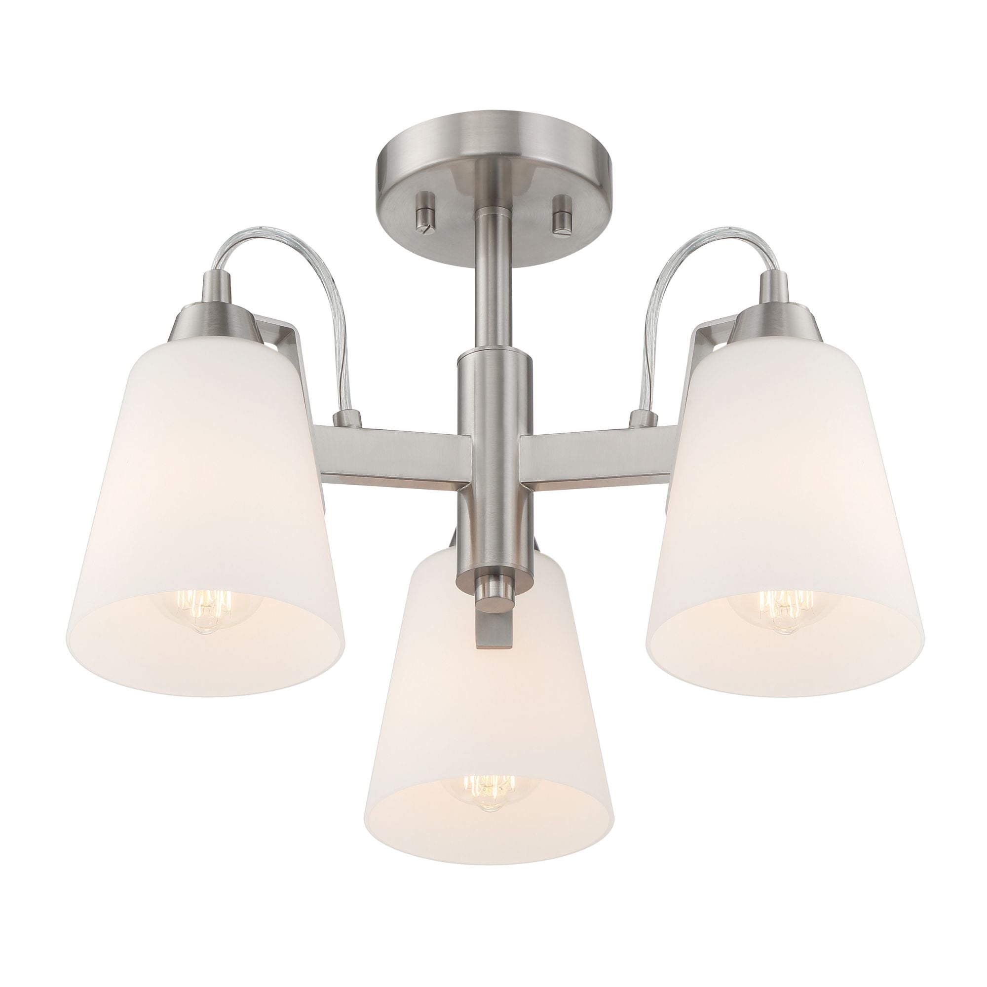 Beckonridge 17" 3-Light Semi-Flush Mount, Brushed Nickel Finish