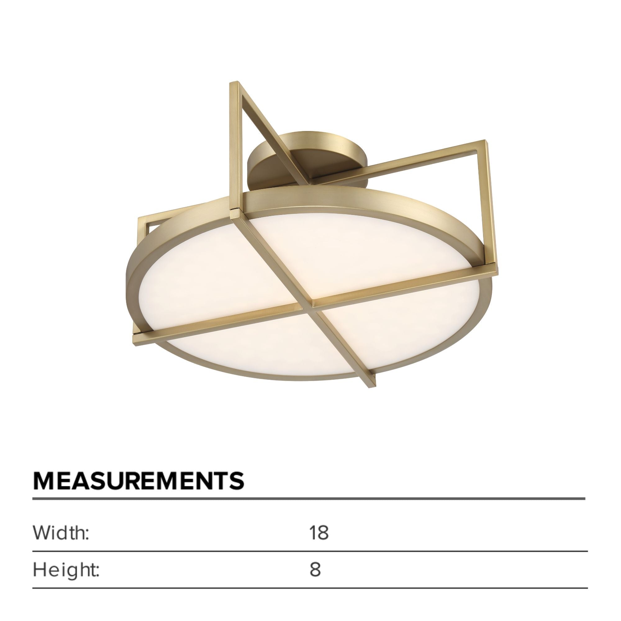 Boada 18" LED Semi-Flush Mount, Soft Brass Finish