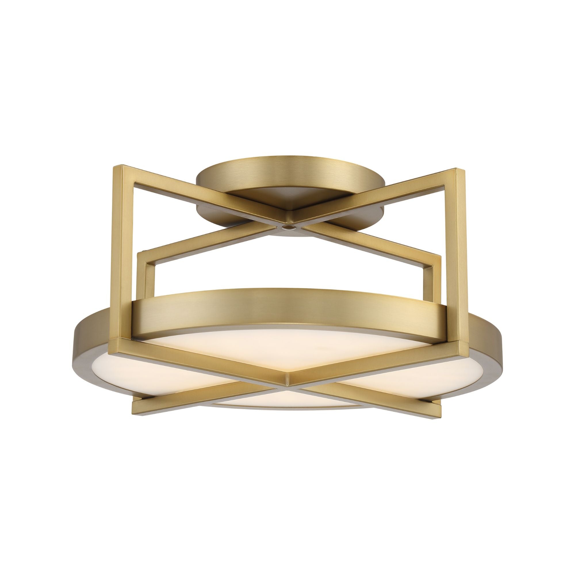 Boada 14" LED Semi-Flush Mount, Soft Brass Finish