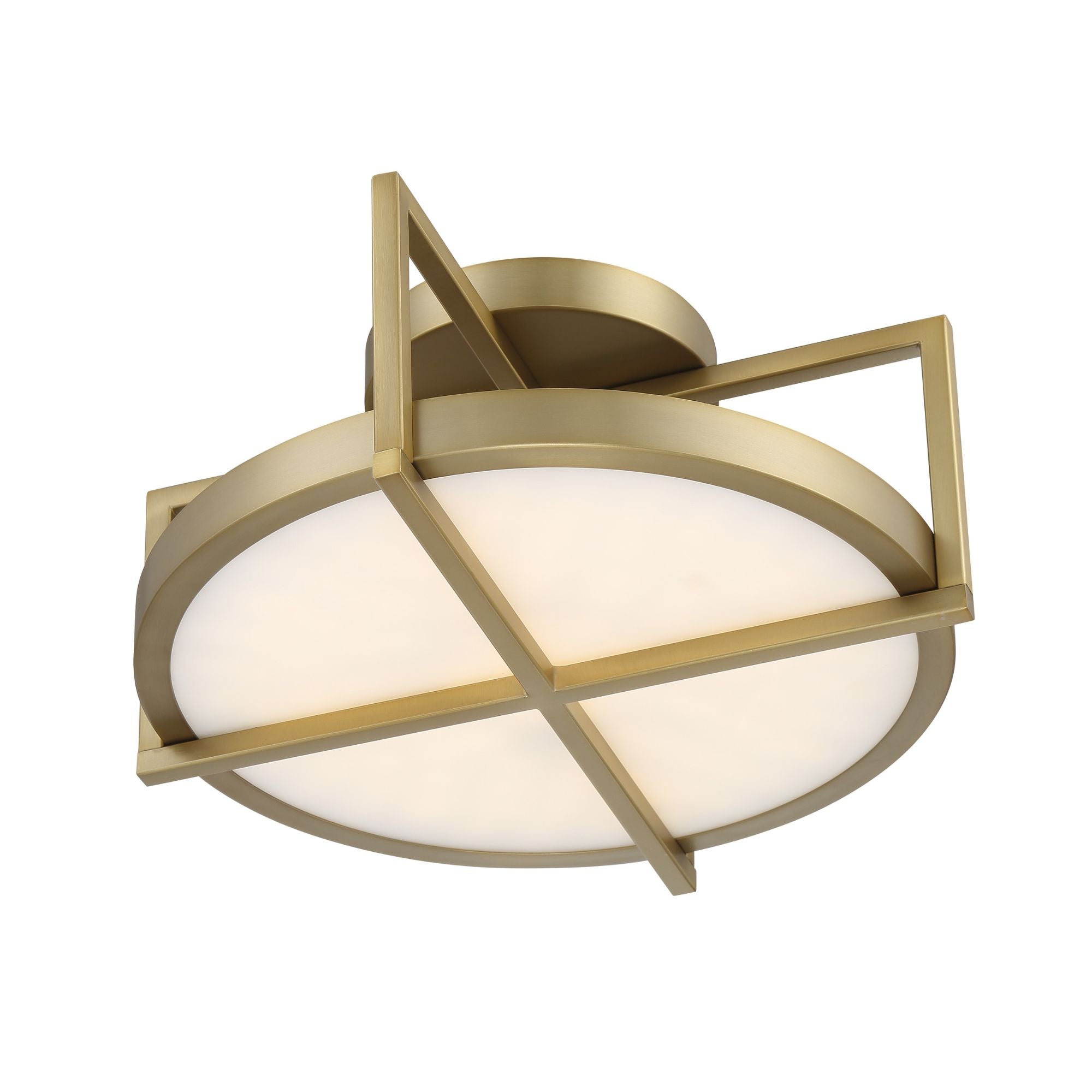 Boada 14" LED Semi-Flush Mount, Soft Brass Finish