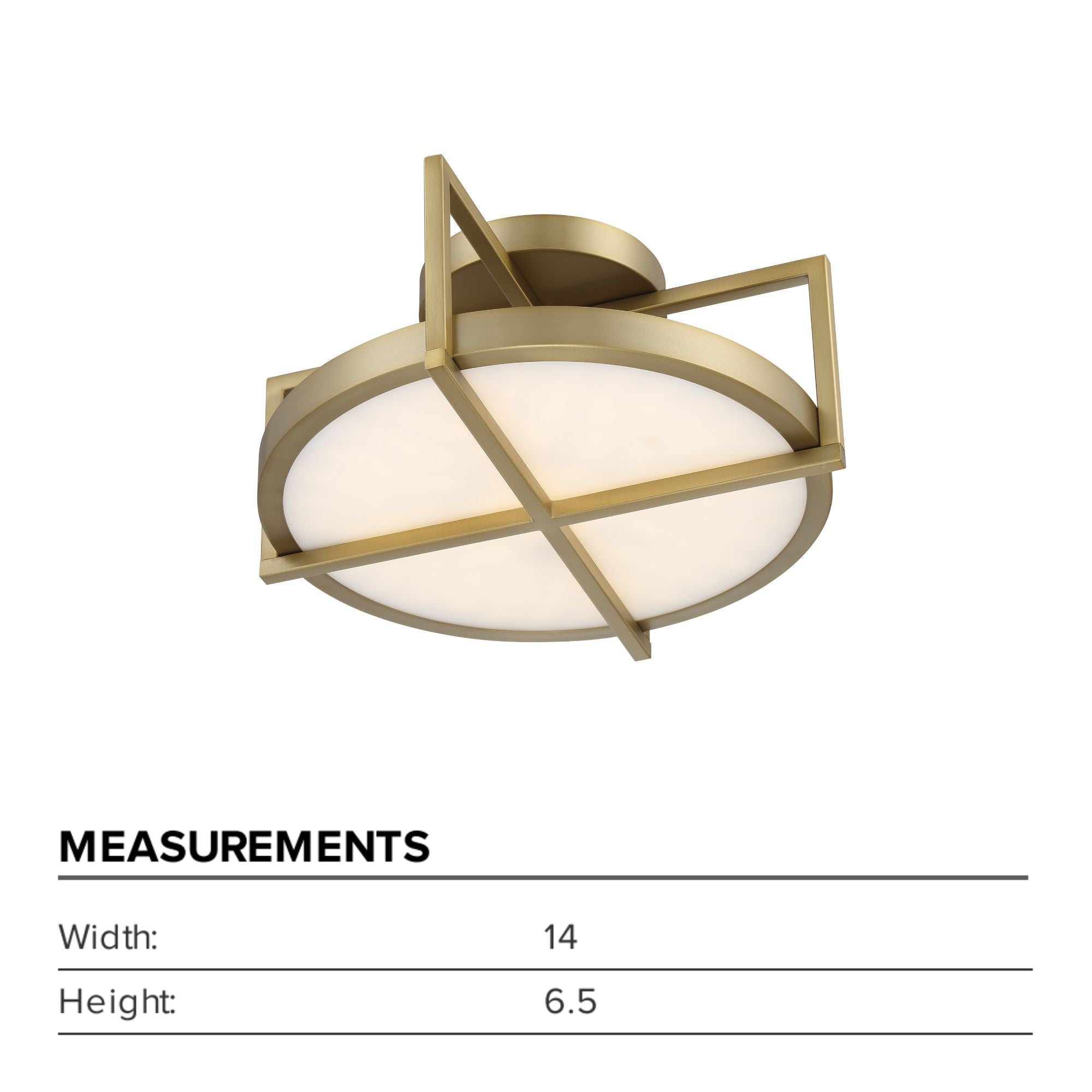 Boada 14" LED Semi-Flush Mount, Soft Brass Finish
