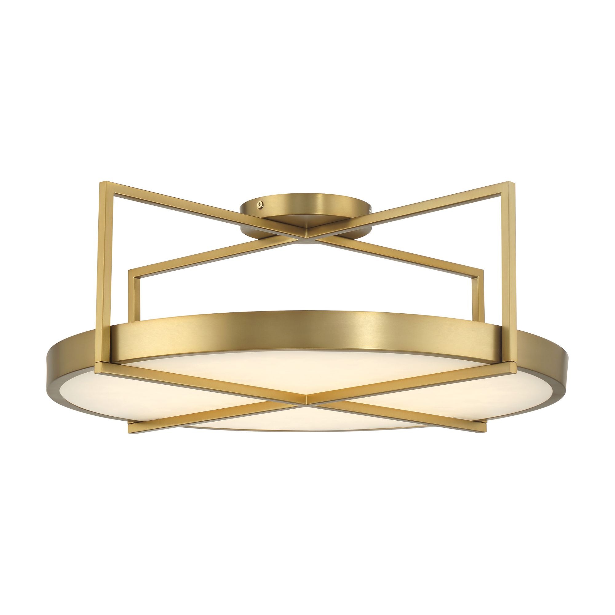 Boada 24" LED Semi-Flush Mount, Soft Brass Finish