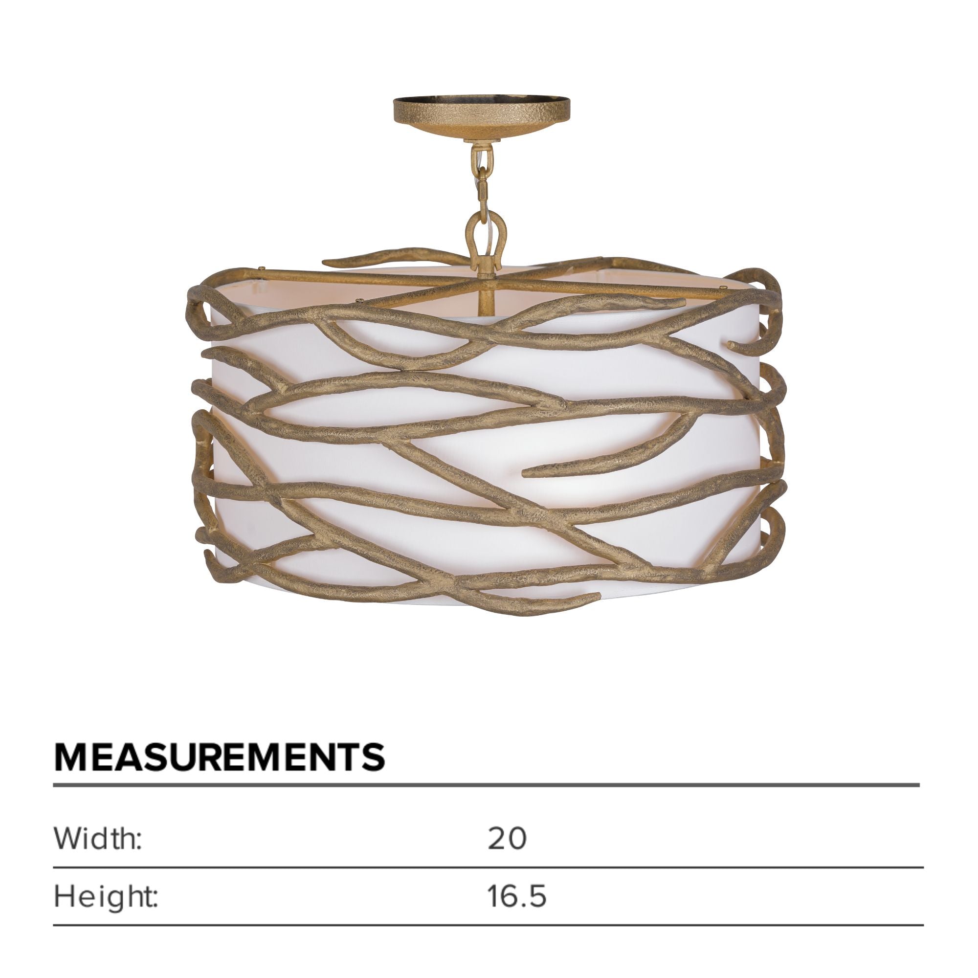 Branch Reality 20" 4-Light Semi-Flush Mount, Ashen Gold Finish