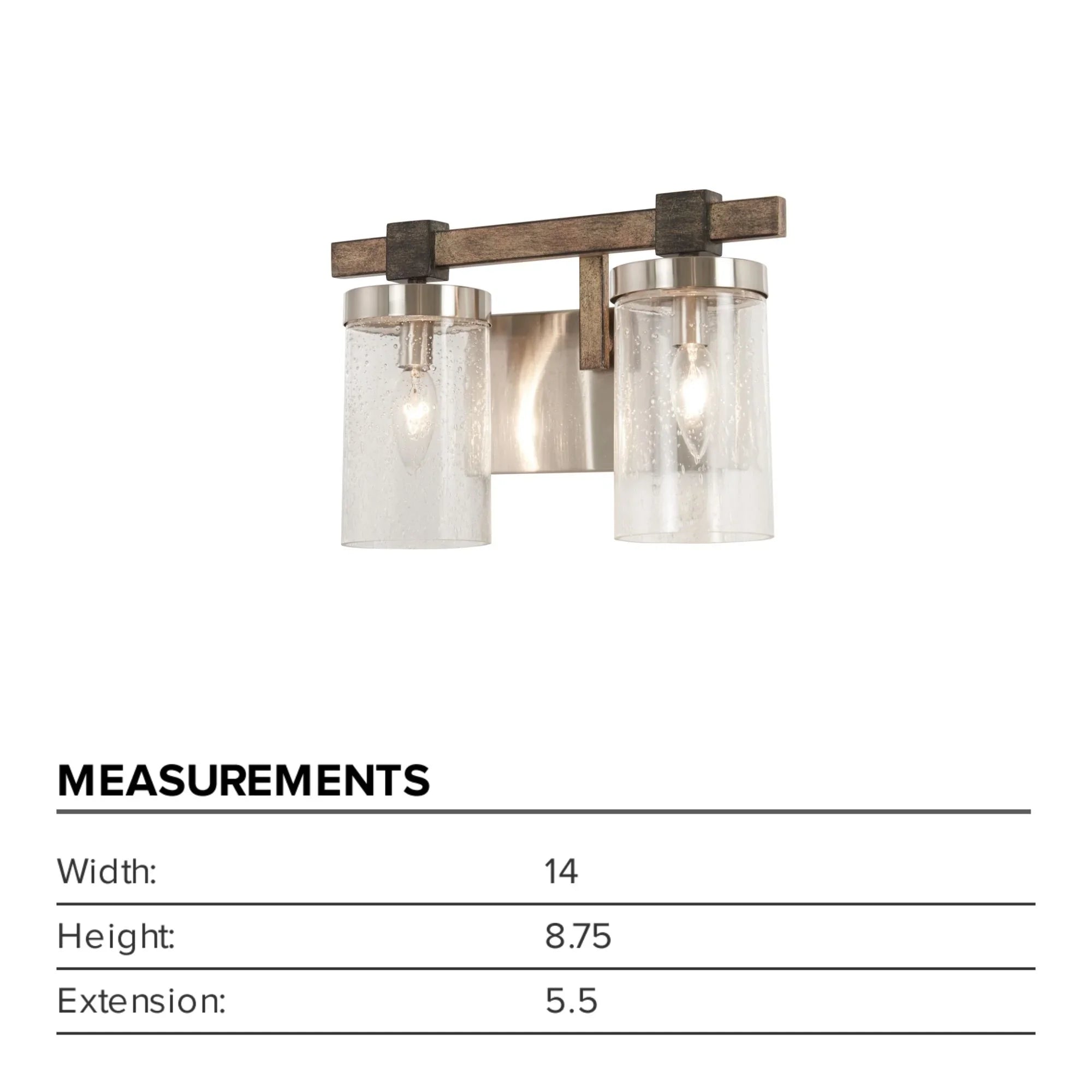 Bridlewood 18" 2-Light Bath Vanity, Stone Grey & Brushed Nickel Finish