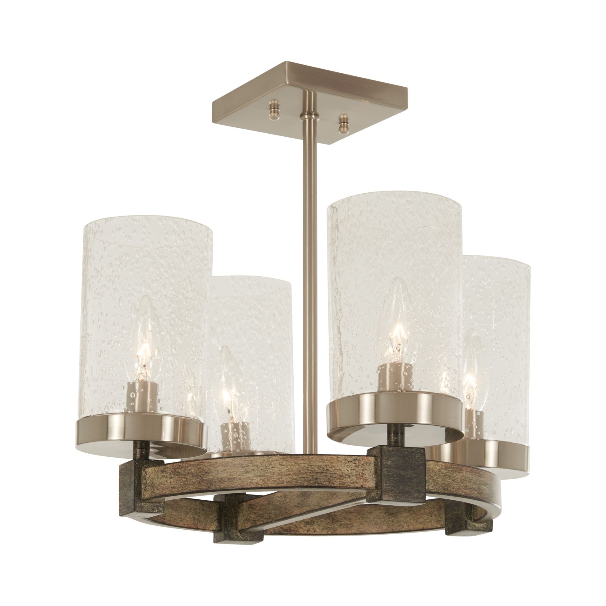 Bridlewood 16" 4-Light Semi-Flush Mount, Stone Grey & Brushed Nickel Finish