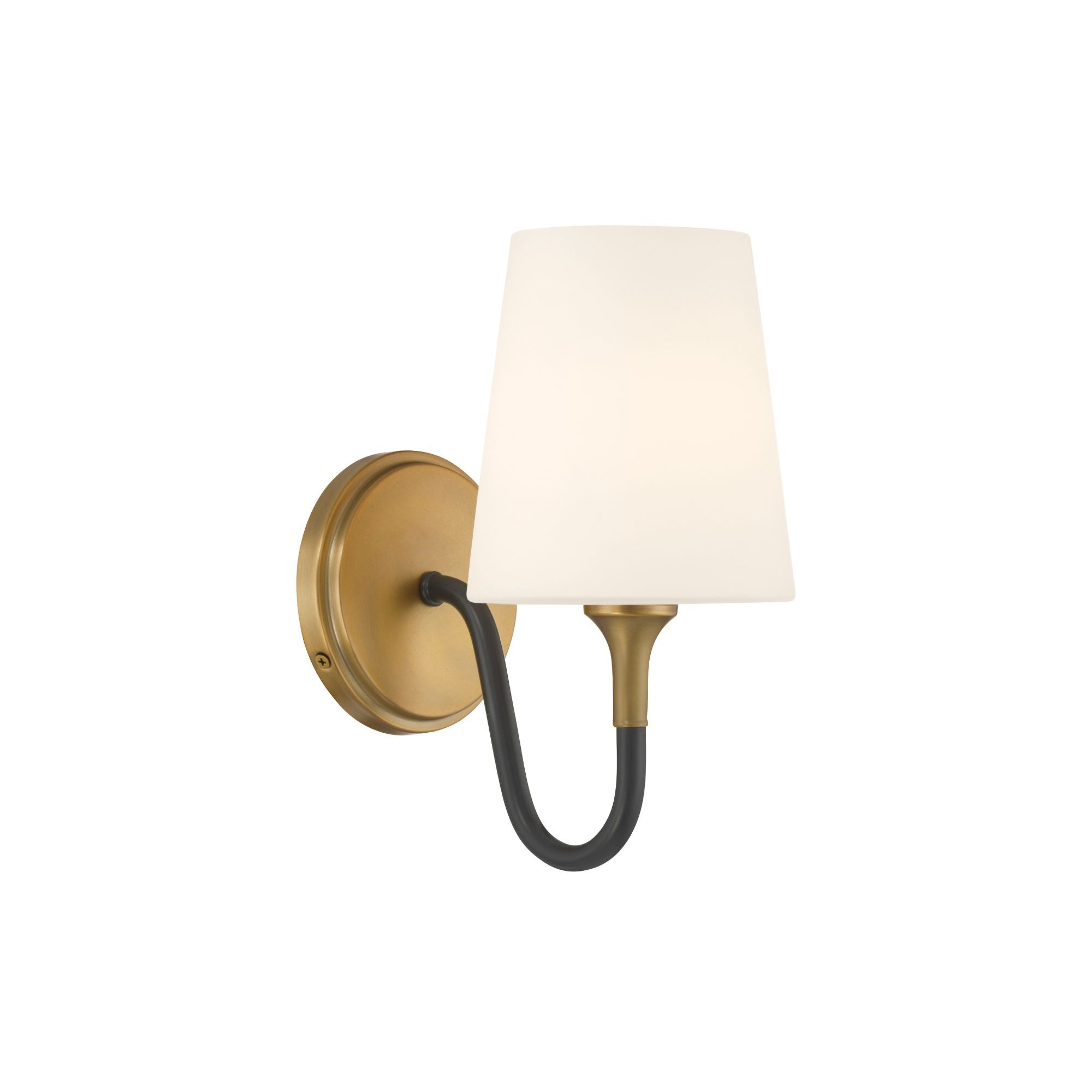 Minka-Lavery Brienne 10.75 in. Bathroom Vanity Light, Legacy Brass & Dark Matte Black with Etched White Tapered Glass