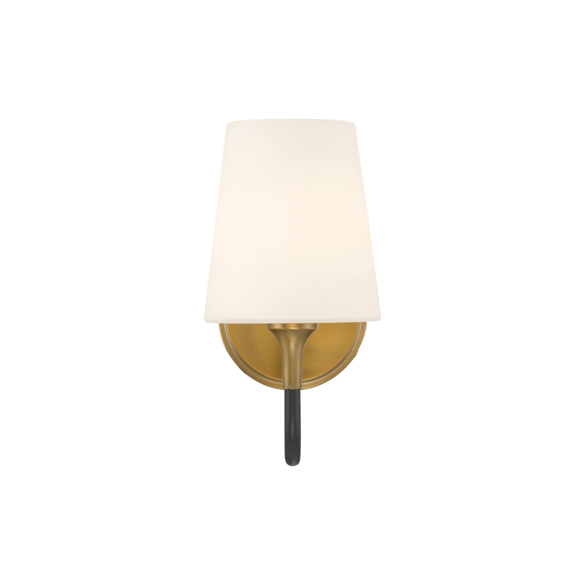 Minka-Lavery Brienne 10.75 in. Bathroom Vanity Light, Legacy Brass & Dark Matte Black with Etched White Tapered Glass