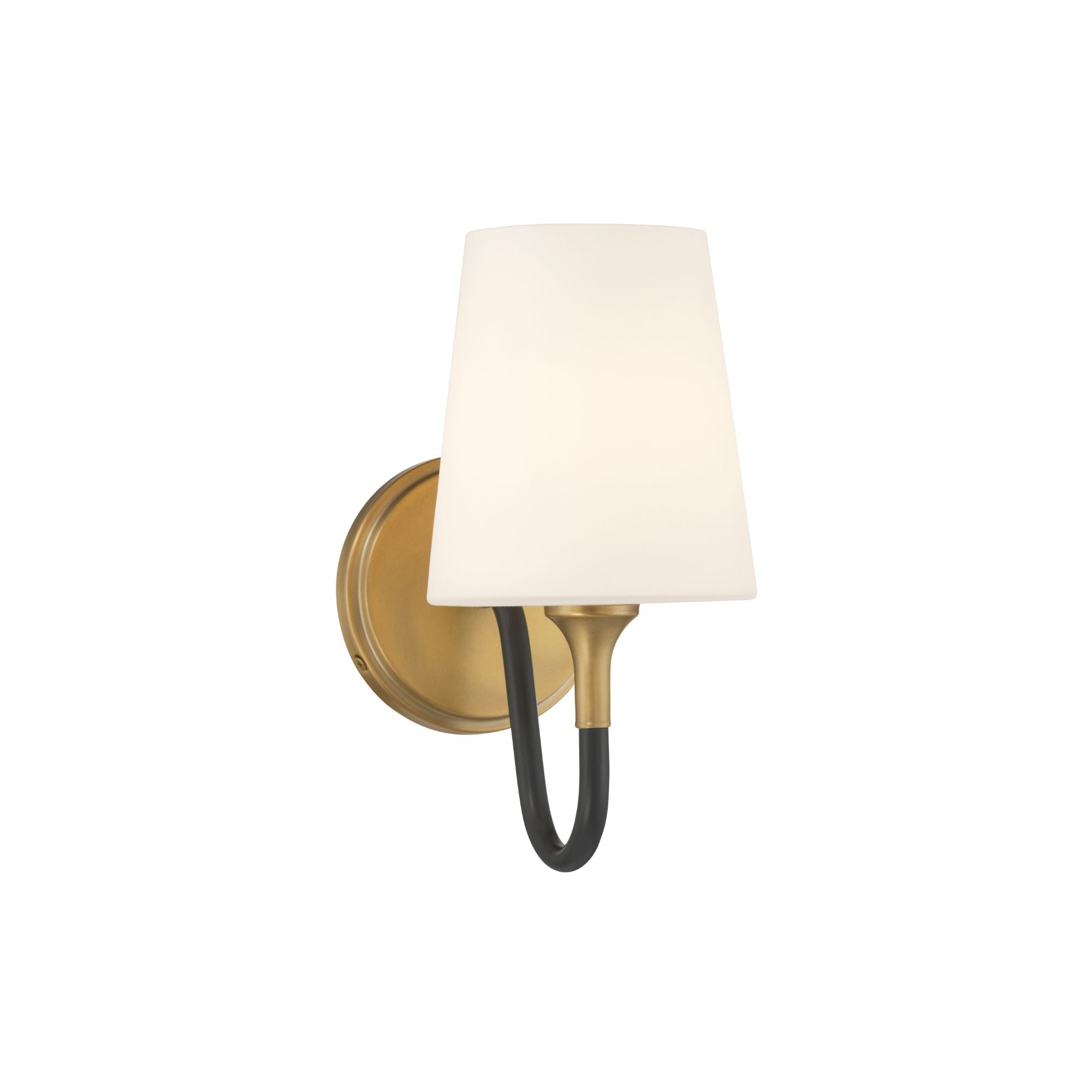 Minka-Lavery Brienne 10.75 in. Bathroom Vanity Light, Legacy Brass & Dark Matte Black with Etched White Tapered Glass
