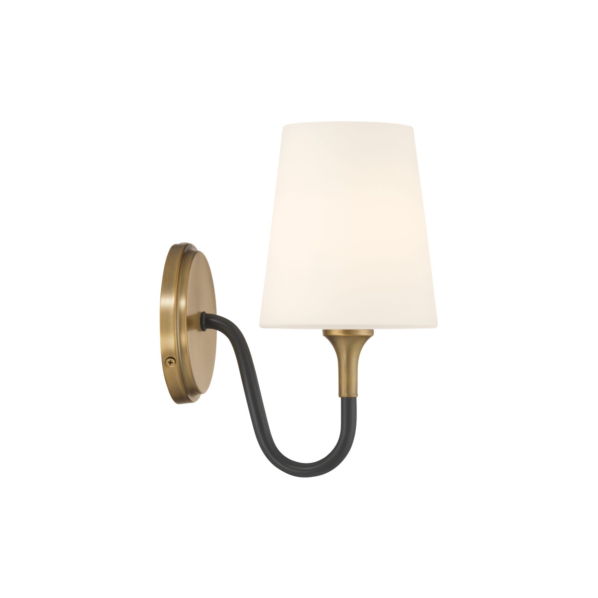 Minka-Lavery Brienne 10.75 in. Bathroom Vanity Light, Legacy Brass & Dark Matte Black with Etched White Tapered Glass