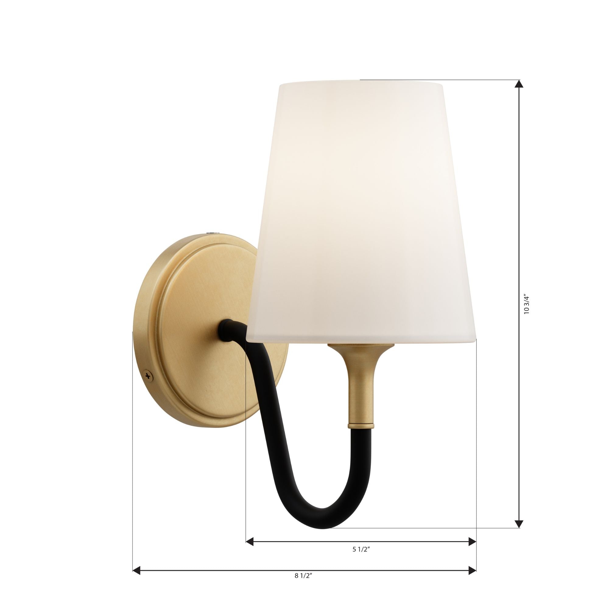 Minka-Lavery Brienne 10.75 in. Bathroom Vanity Light, Legacy Brass & Dark Matte Black with Etched White Tapered Glass